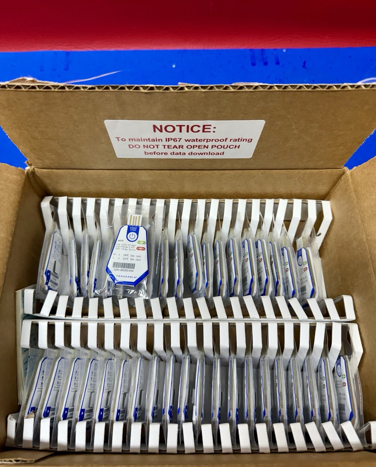 Traceable 6473 Single-Use Data Logging Thermometer, 3 min/30 days, 12-14°C, 40pk