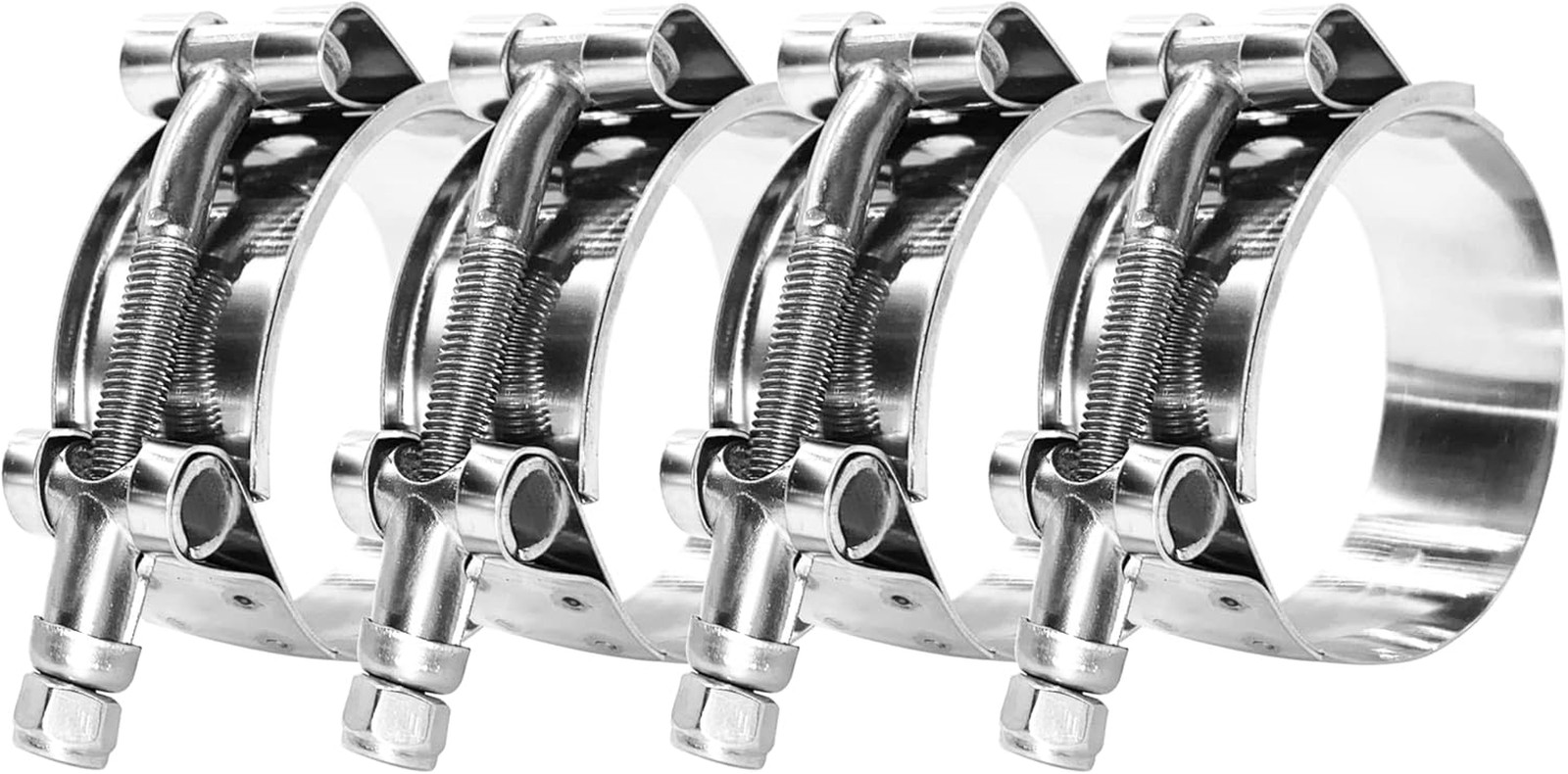 Stainless Steel 4 Pack T-Bolt Hose Clamps for 1″ Hose ID, Heavy Duty