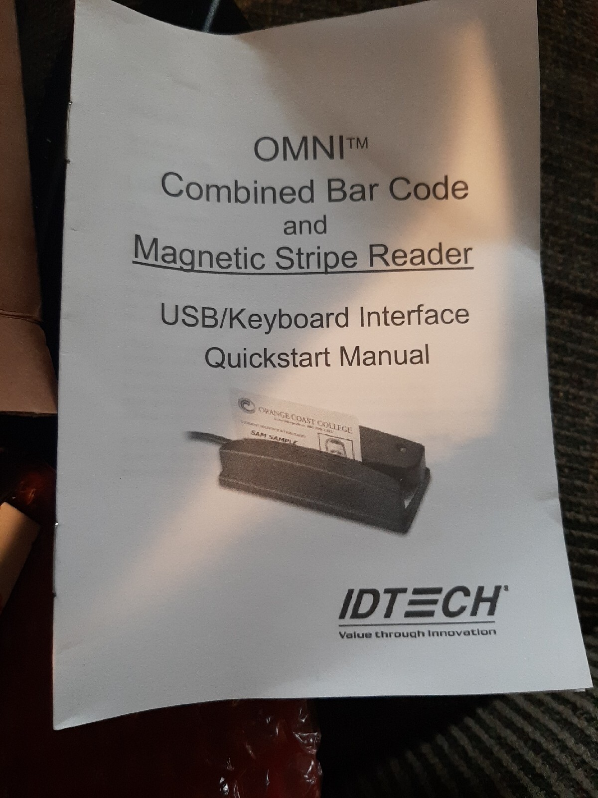 ID Tech WCR3237-512K12UC Omni Bar Code And Magnetic Stripe Reader.