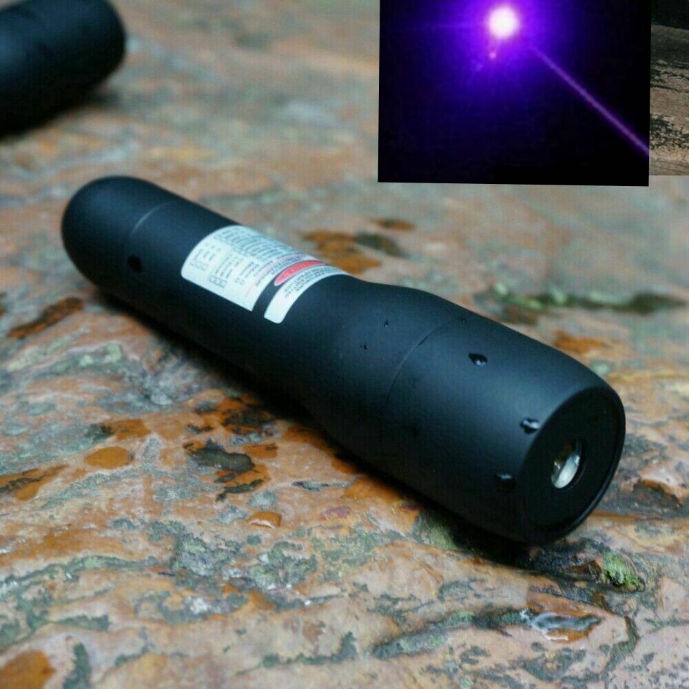 Waterproof Focusable 405nm Violet Purple Blue Laser Pointer Flashlight LED Torch