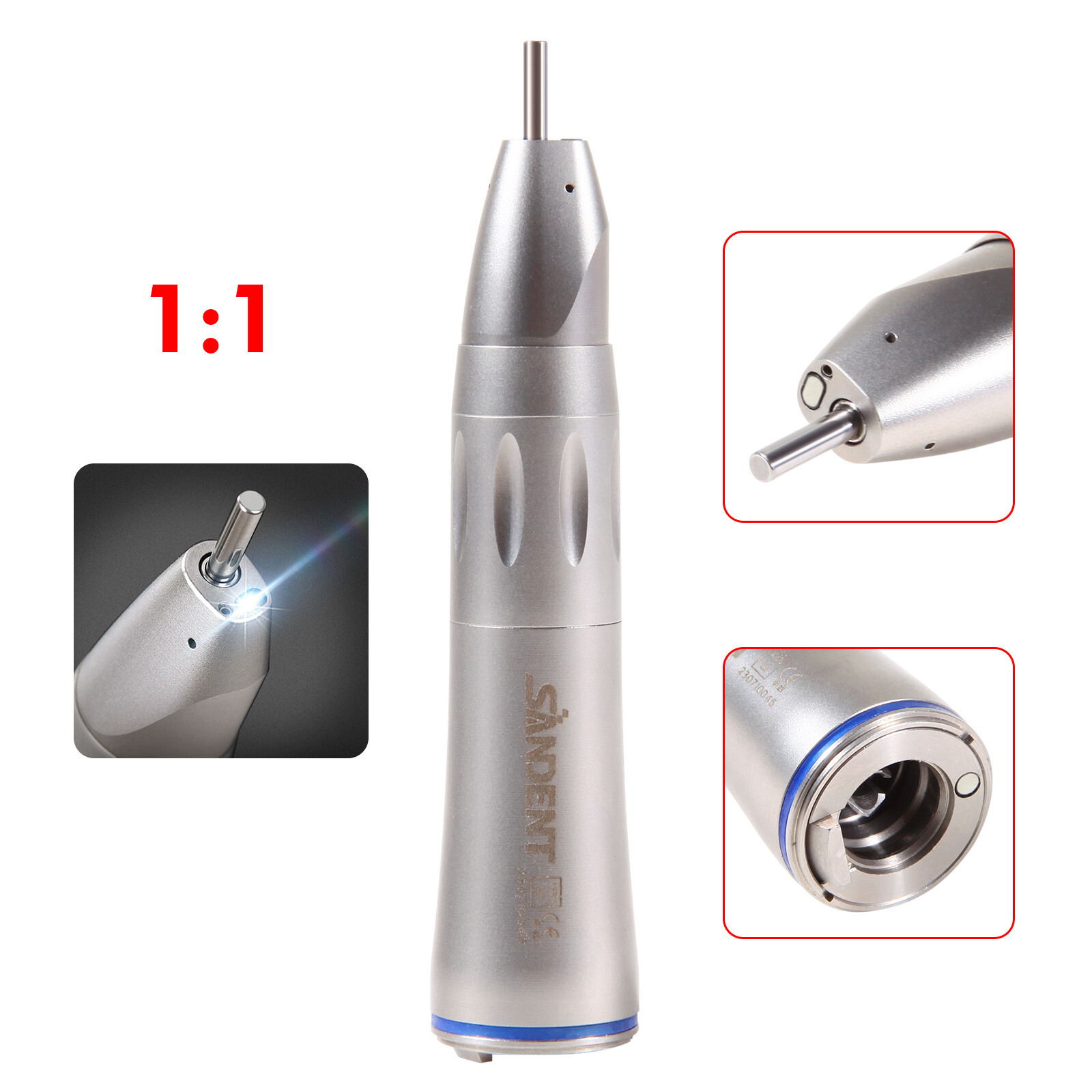 SKYSEA Dental Low Speed Straight Handpiece 1:1 Nose Cone/Fiber Optic For KAV