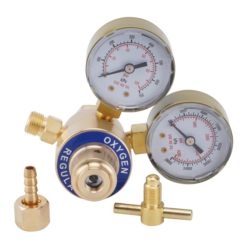 Oxygen and Acetylene Regulators Set with Dual Gauge, CGA200 CGA540 Fitting New
