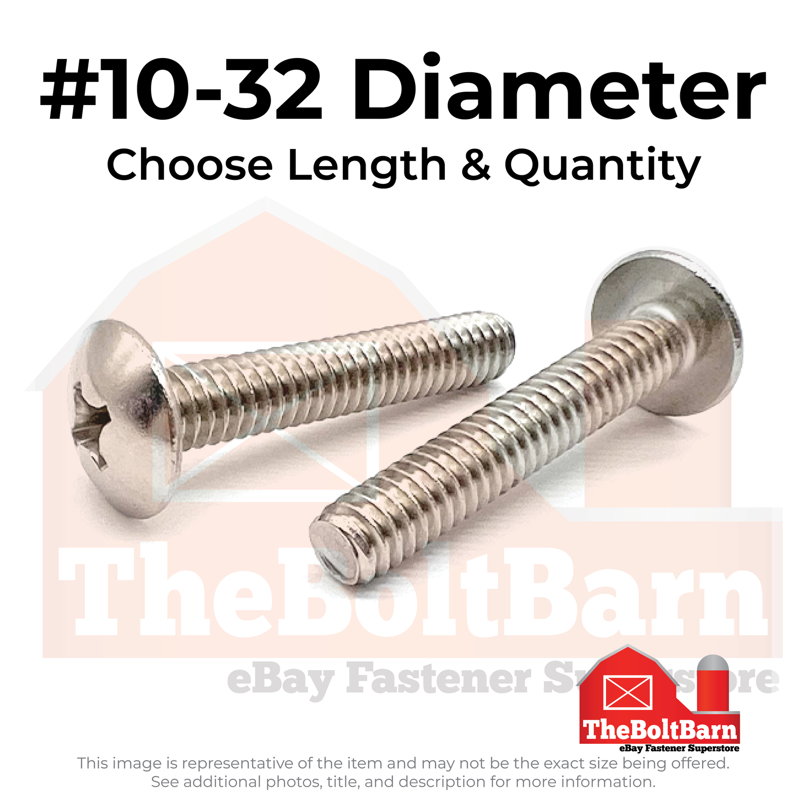 #10-32 18-8 Stainless Steel Phillips Truss Head Machine Screws (Pick Length&Qty)