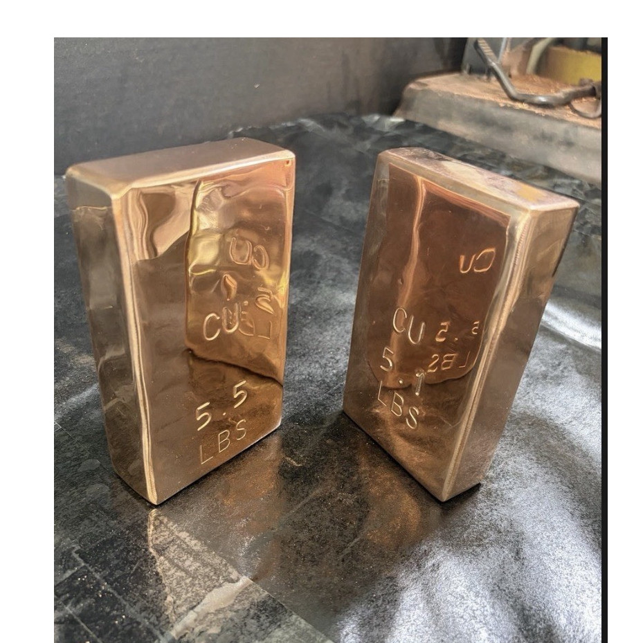 Copper Ingots Raw Material Copper 5.5 lbs and 5.1 lbs Total 10.6 lbs