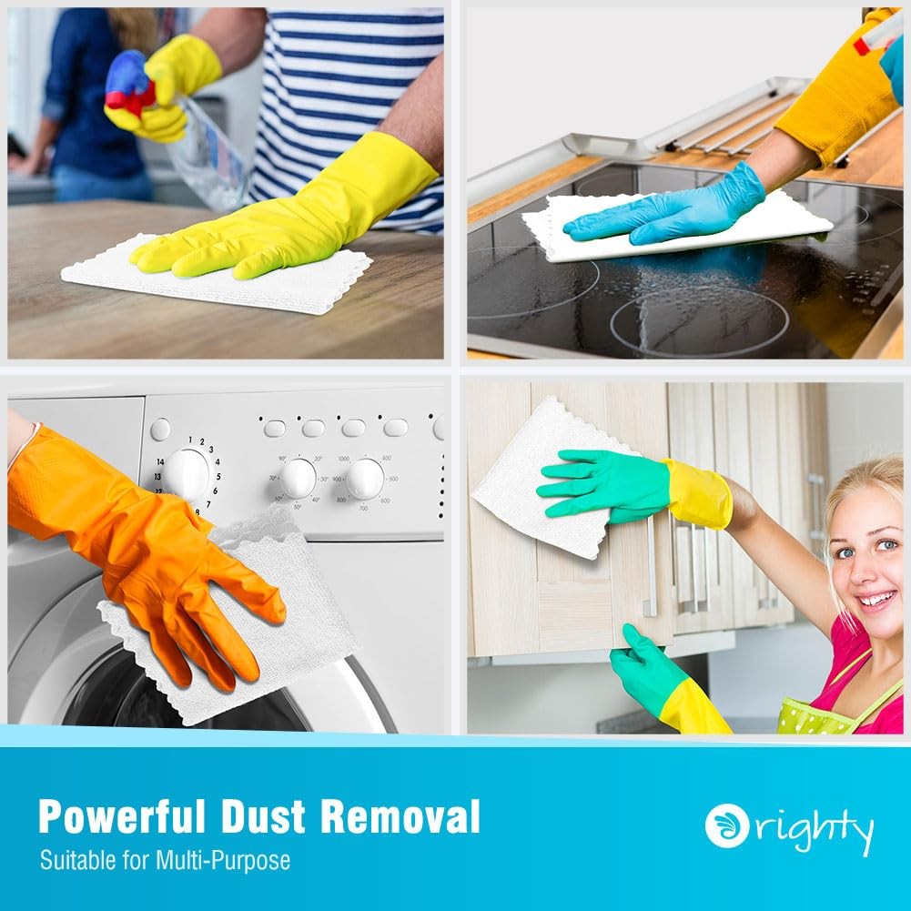 Orighty Microfiber Cleaning Cloth Bulk, Shop Towels Rags 50 Pack, White