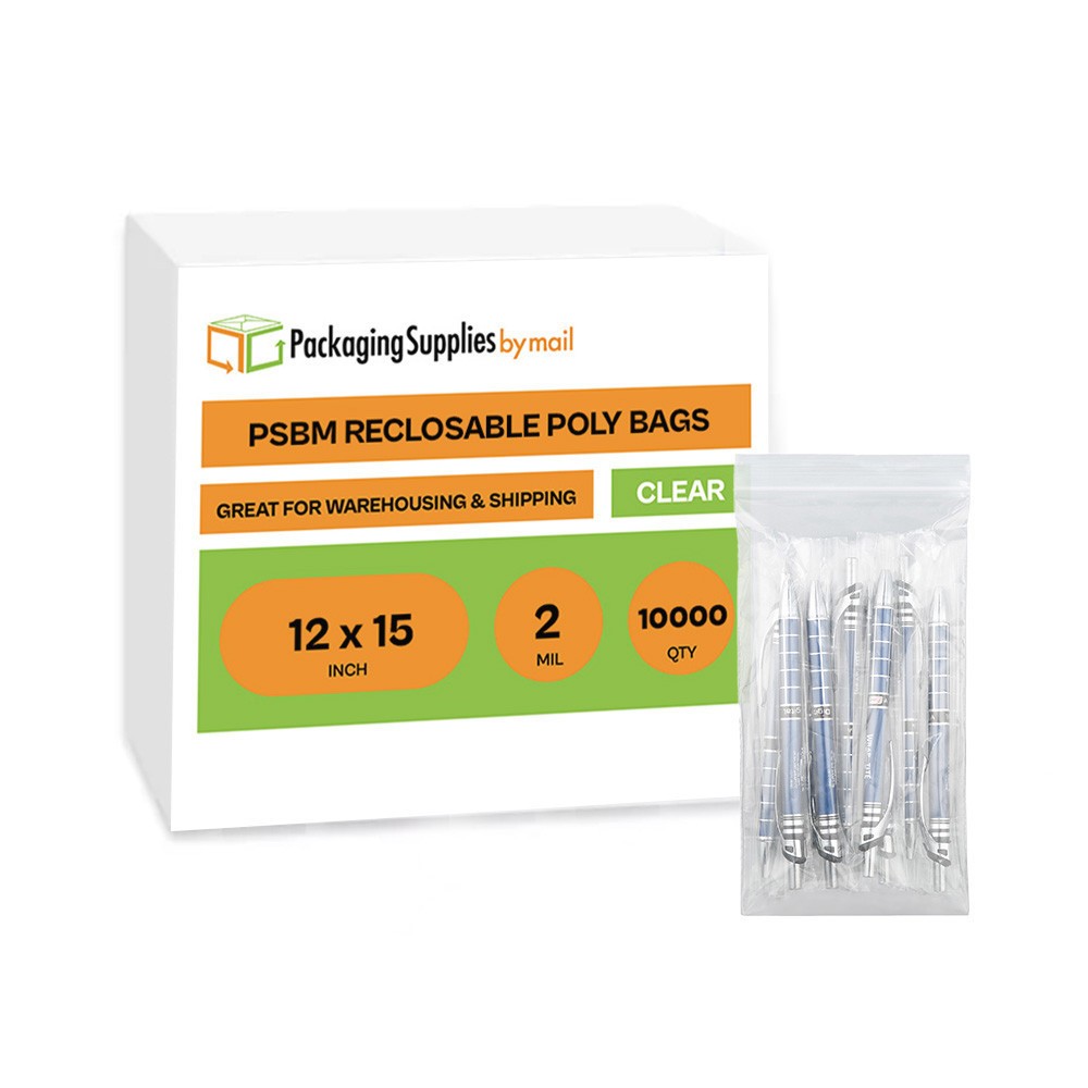 10000 12×15 Clear Plastic Zipper Poly Locking Reclosable Bags 2 Mil 12″ x 15″
