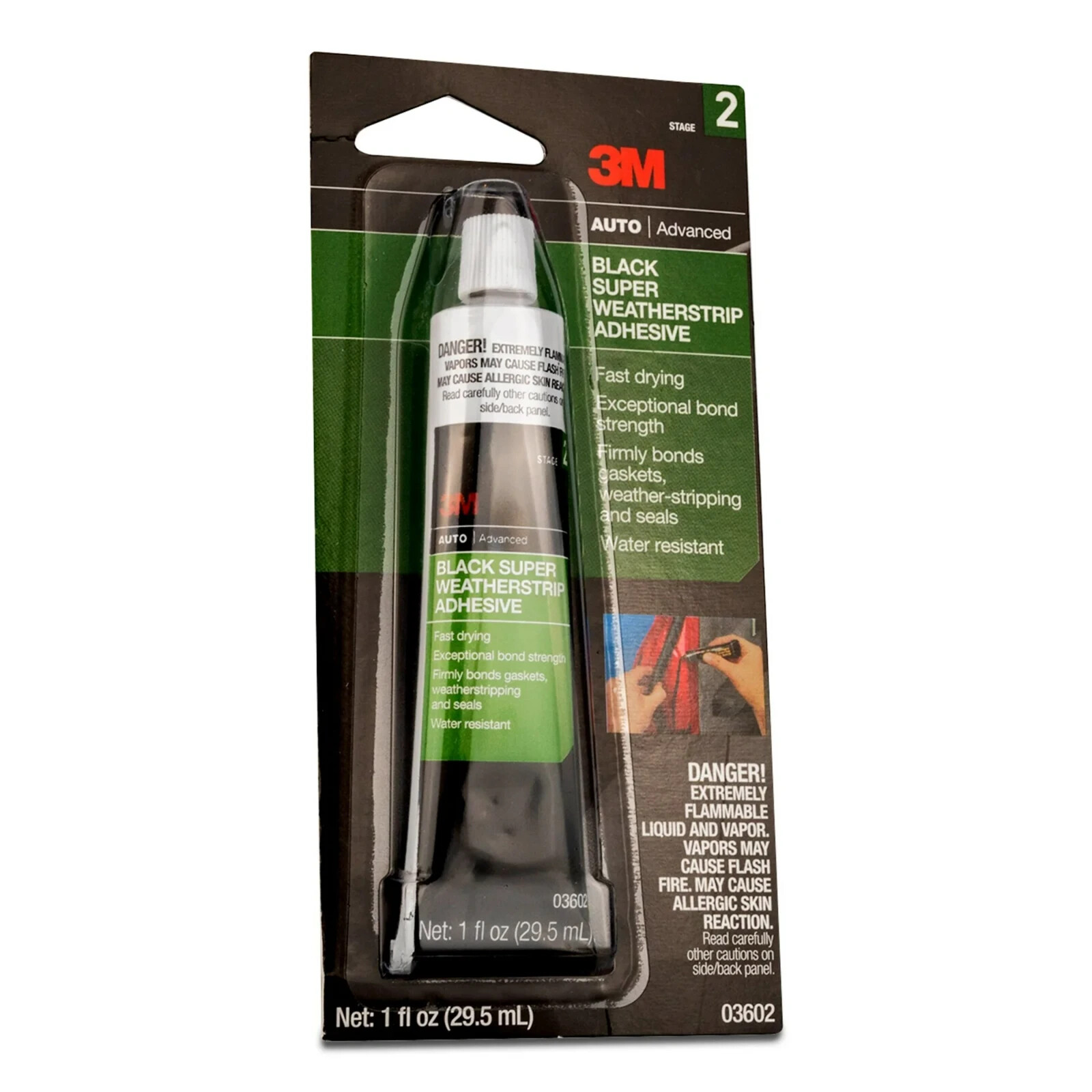 3M BONDO 03602 1OZ TUBE BLACK SUPER WEATHERSTRIP GASKET ADHESIVE GLUE 711488 New