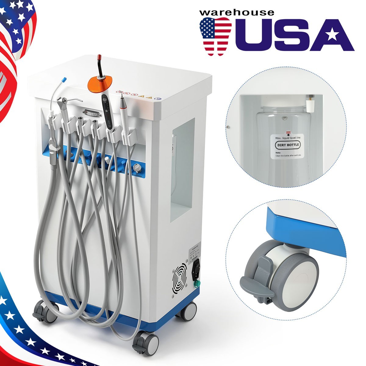 Dental Portable Delivery Unit System Air Compressor Cart/Dental Suction System