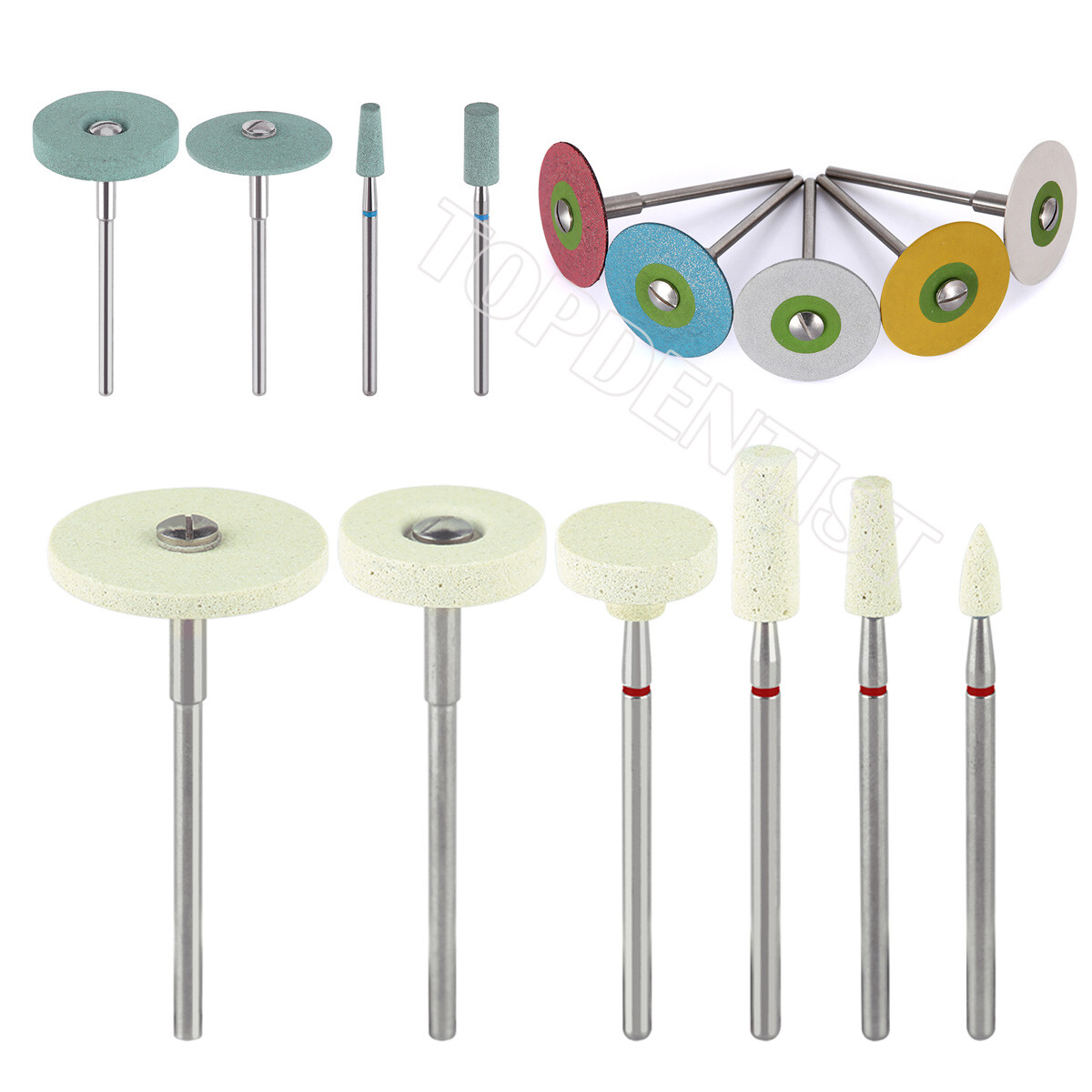 Dental Lab Ceramic Diamond Polisher Rubber Porcelain Wheel Discs Burs HP 2.35mm