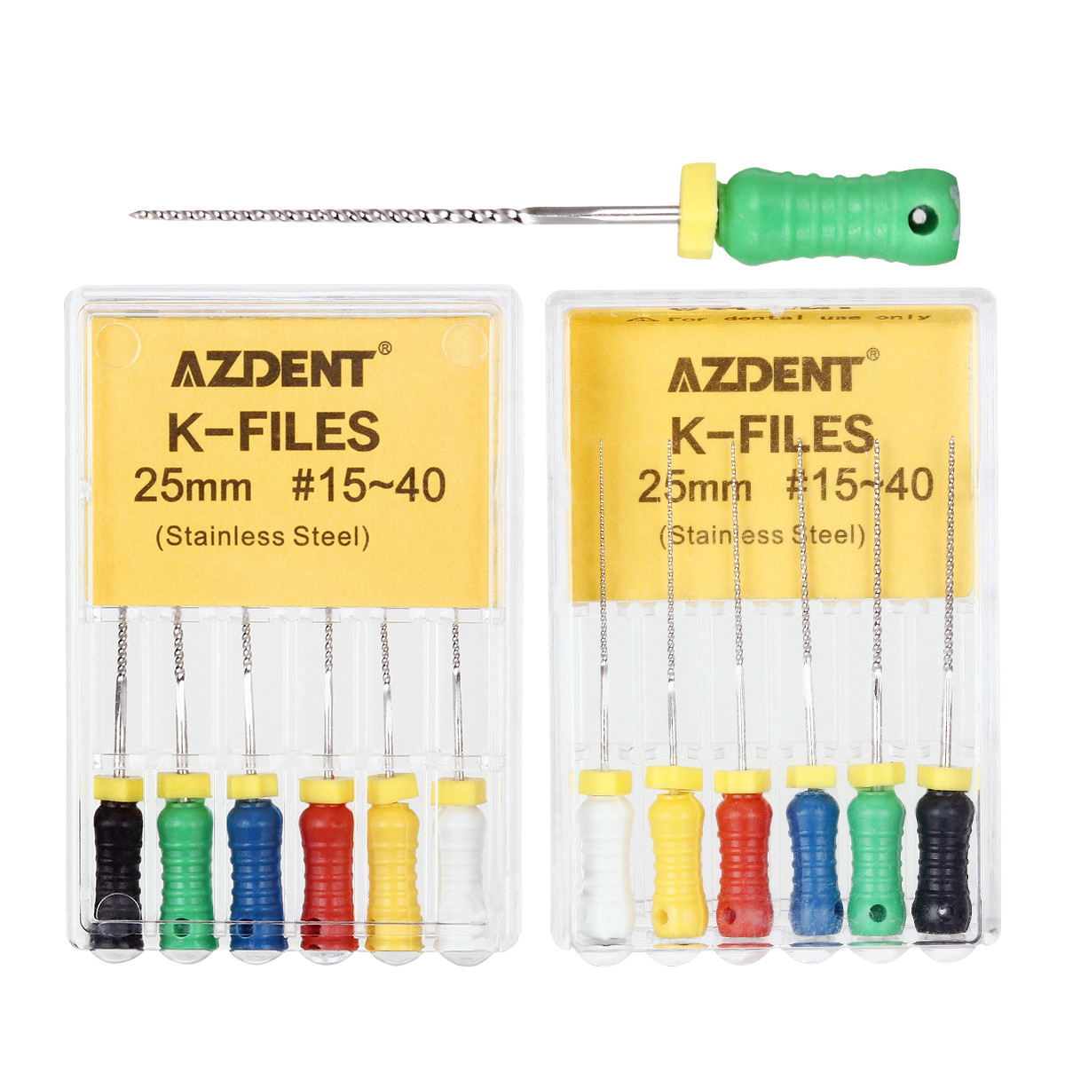 10 Box AZDENT Dental Endo Root Canal K-FILES Stainless Steel Hand Use 21mm/25mm