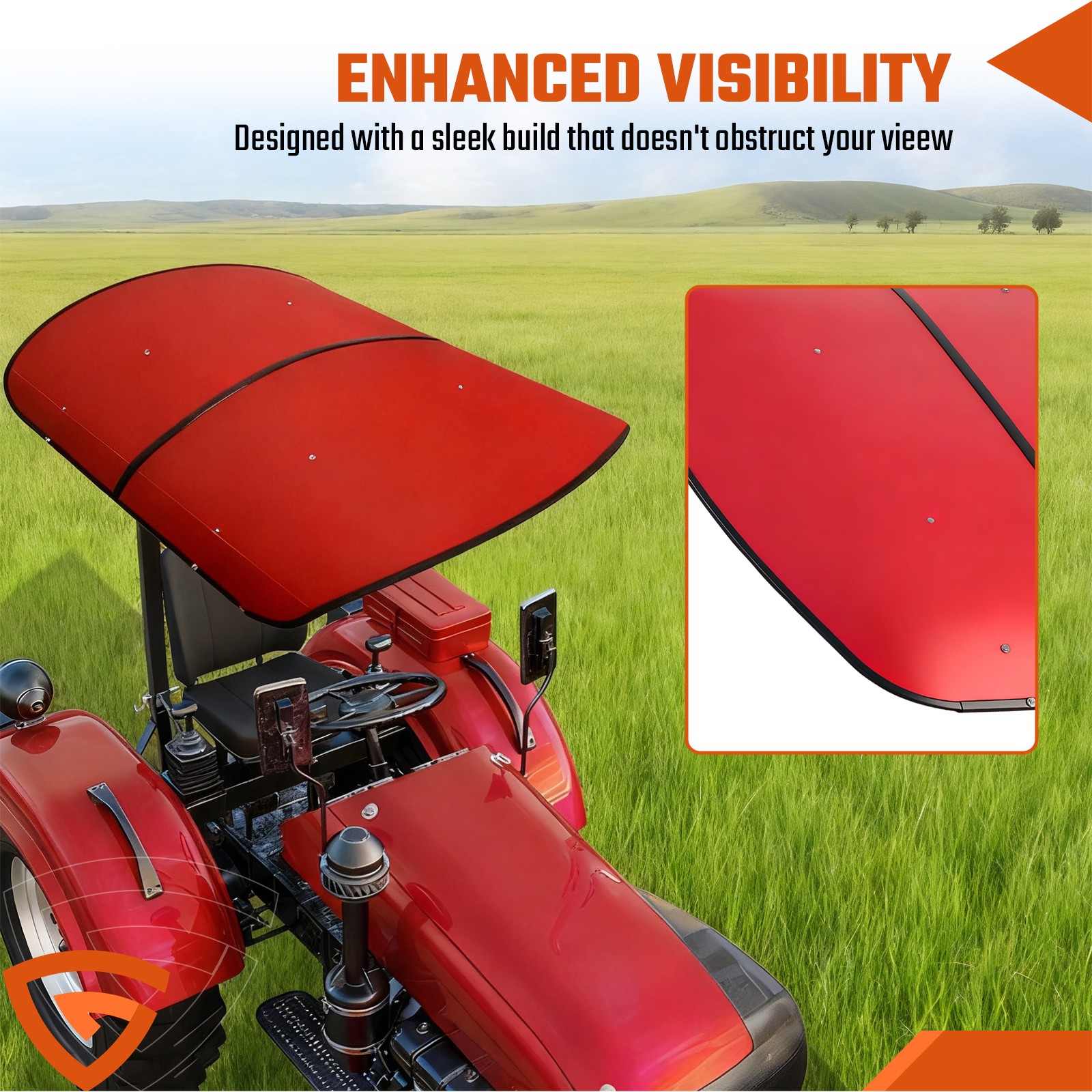 Top Tractor Canopy Sun Shield Tuff Top 48″x52″ Red For 2″x2″ or 2″x3″ ROPS