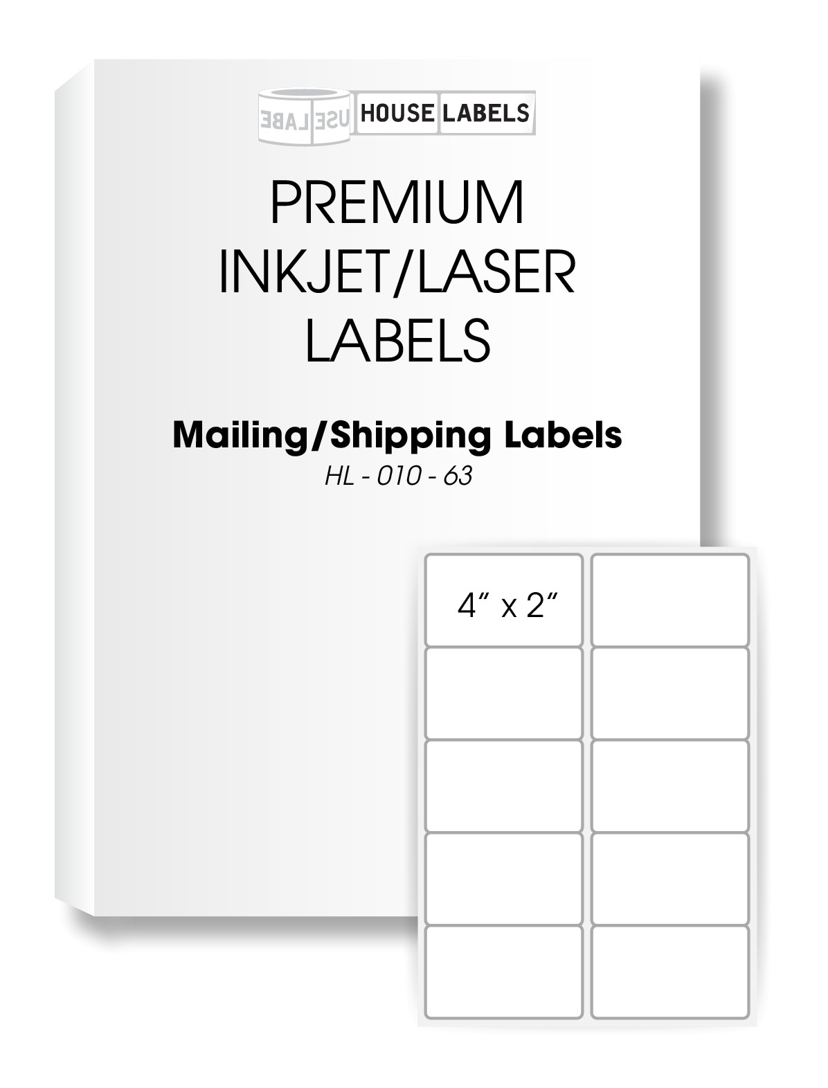 50 Sheets 500 Labels 4 x 2 Fast Peel White Address Shipping Labels 10 UP