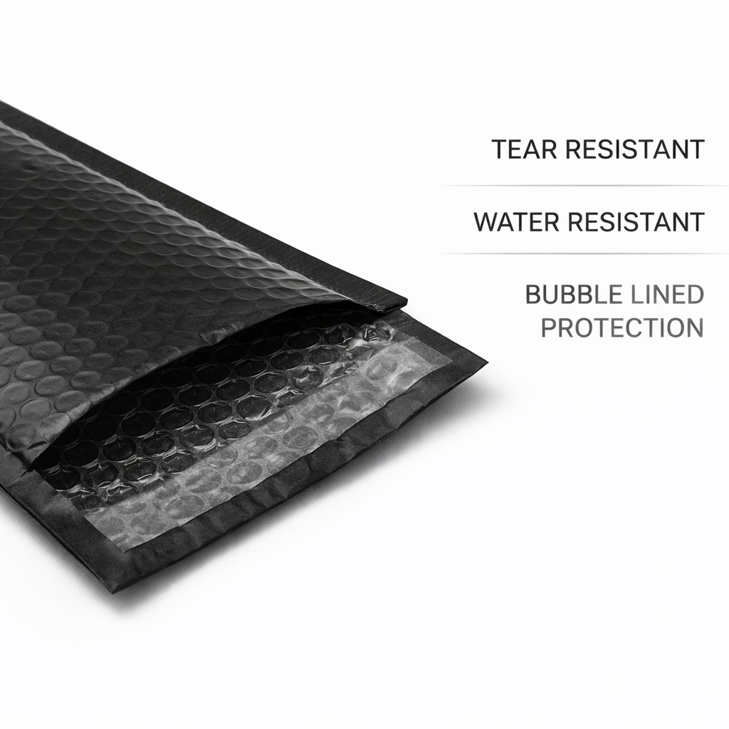 200 Pack Black Poly Bubble Mailers #000 4×8 Water Resistant Padded Envelopes