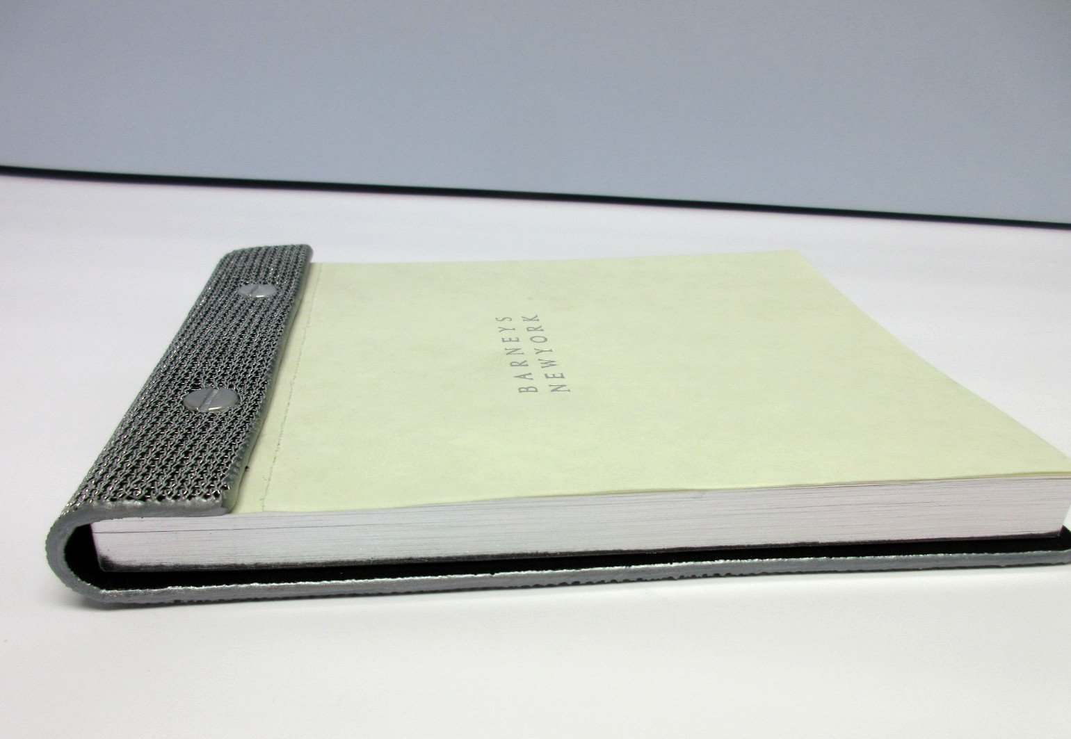 Desk Notepad 5×7 Leather Cover Refillable 250 Pages Barneys New York Silver Link