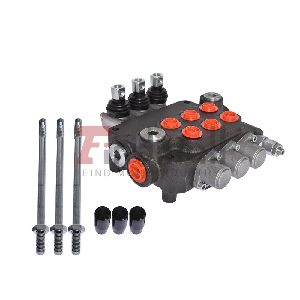 3 Spool 21 GPM Hydraulic Monoblock Double Acting Control Valve, SAE Ports New