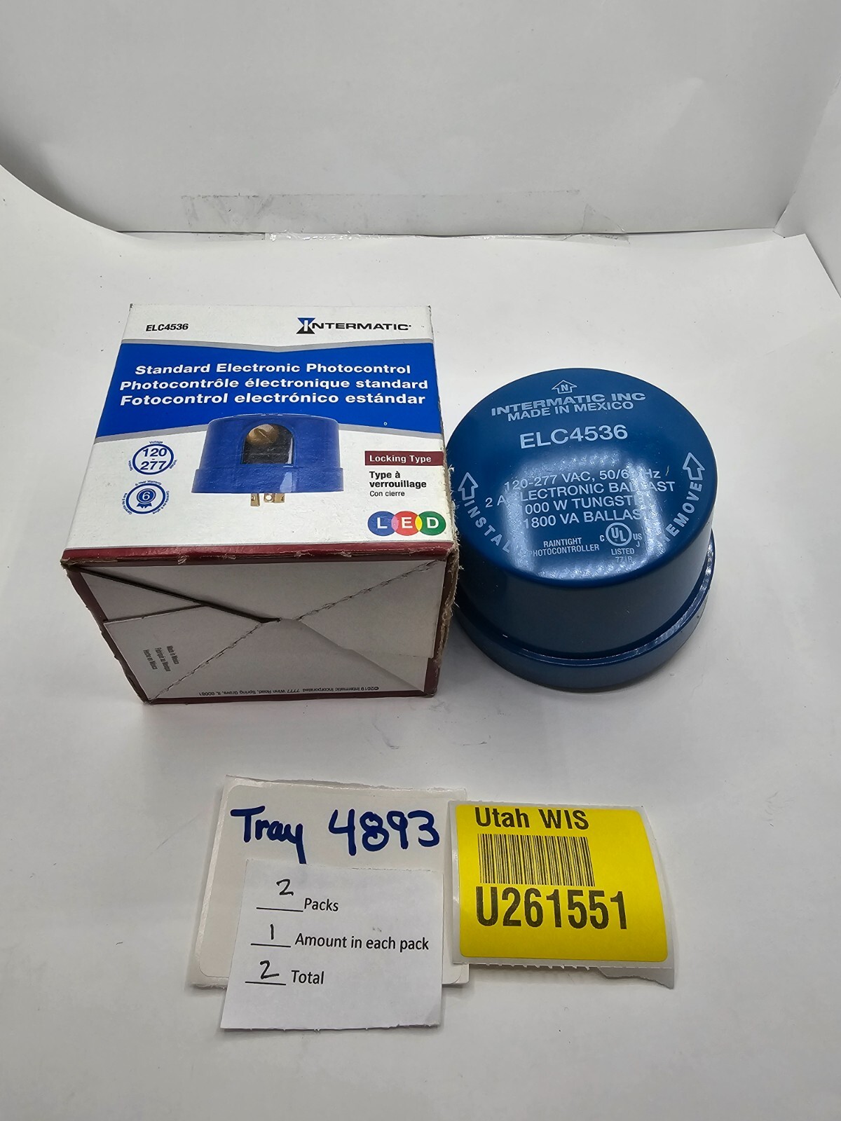 (QTY 2) Intermatic ELC4536 Relay Type Photo Control W/ Locking Mount 120-277V