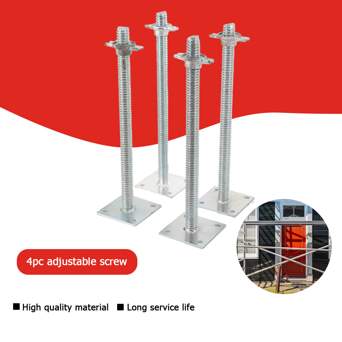 4pcs Adjustable Leveling Jacks 18inch Scaffolding Solid Screw Jack Alloy Steel