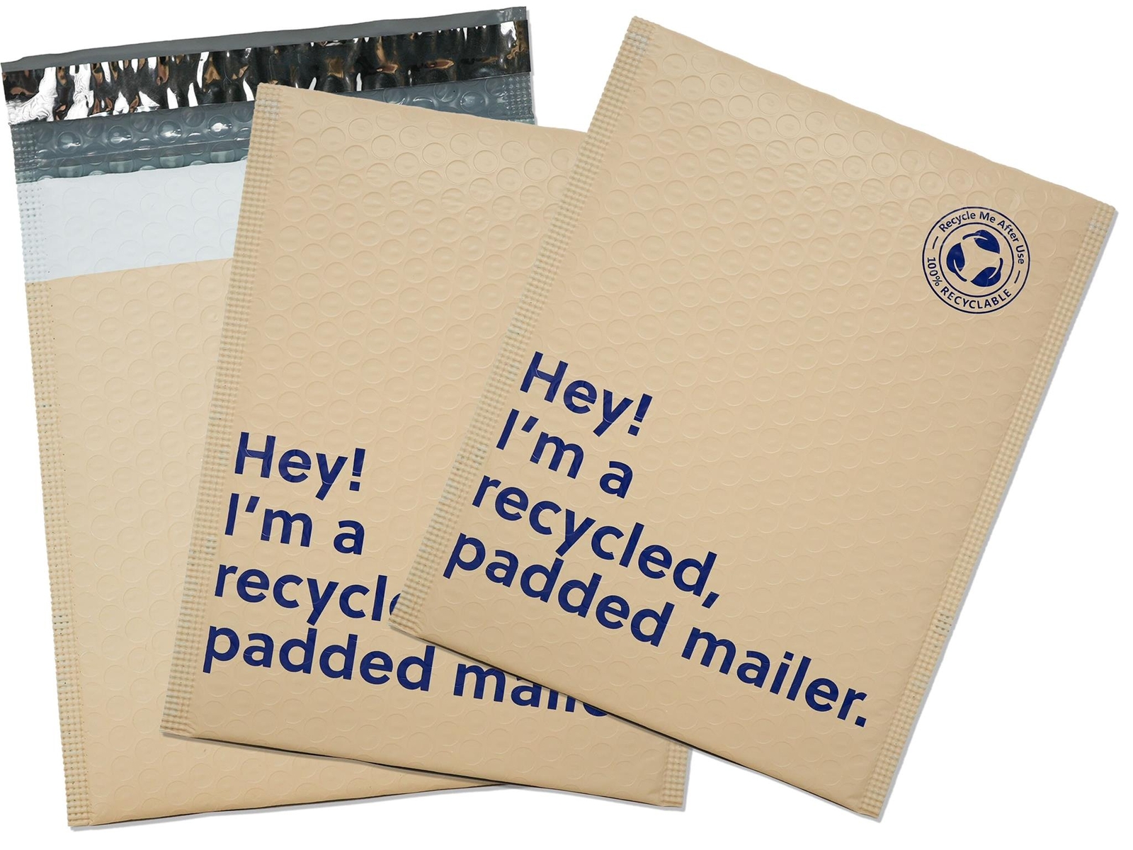 6×10 Khaki Fully Recyclable Bubble Padded Envelopes, Recycled Eco- Friendly Poly