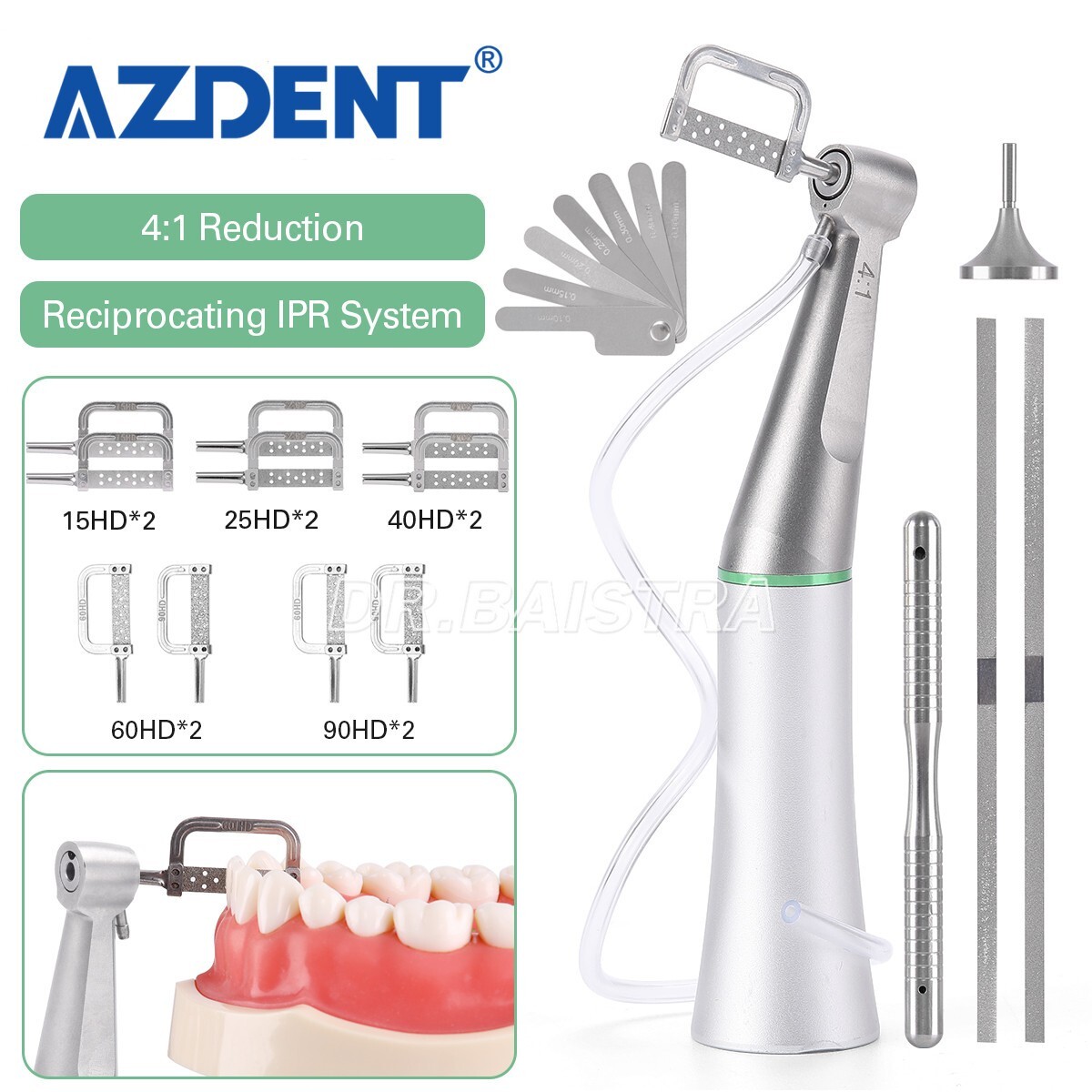 Dental 4:1 Reduction IPR Contra Angle Handpiece Interproximal Stripping Gauge