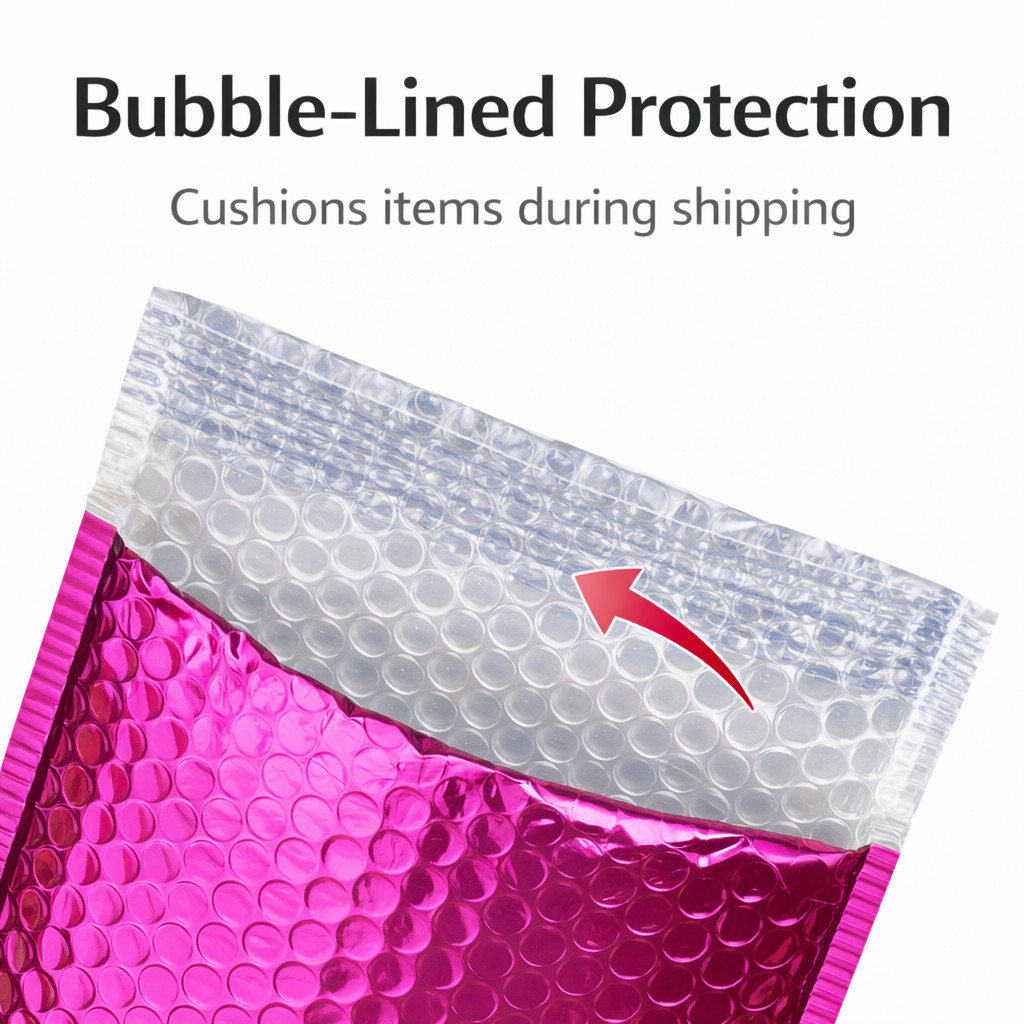 Metallic Pink Poly Bubble Mailers #2 8.5×12 Padded Envelopes 50 100 200