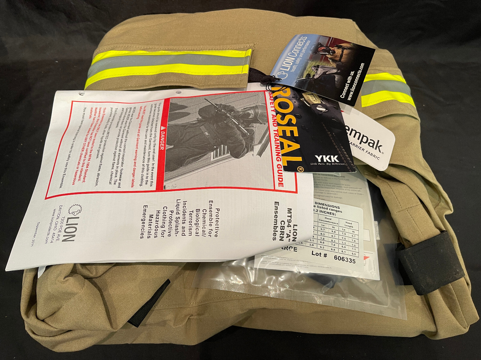 Lion MT94 CBRN One Piece Multi-Threat Protection Suit GORE CHEMPAK Haz Mat Large