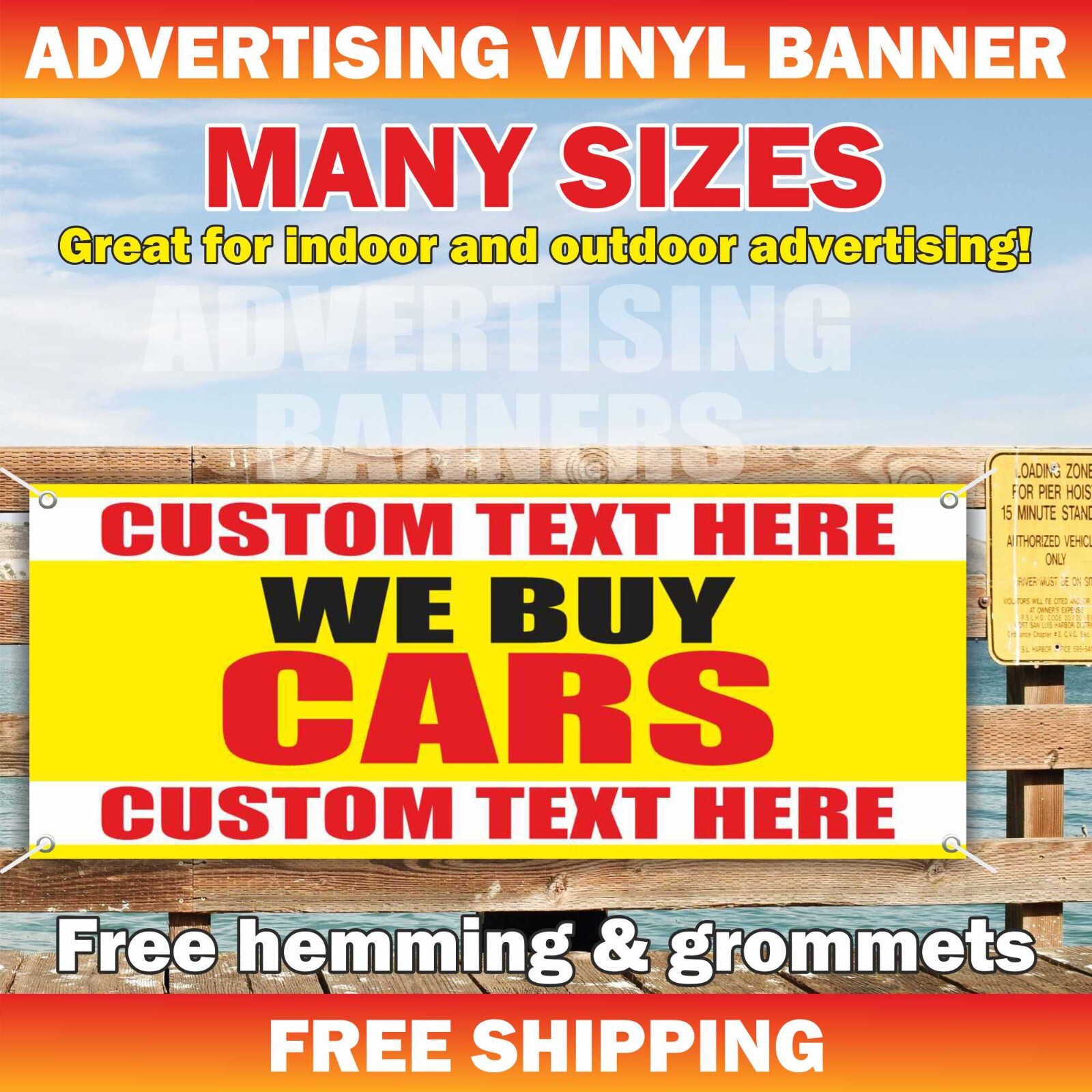 WE BUY CARS Advertising Banner Vinyl Mesh Sign dealership cash payment truck