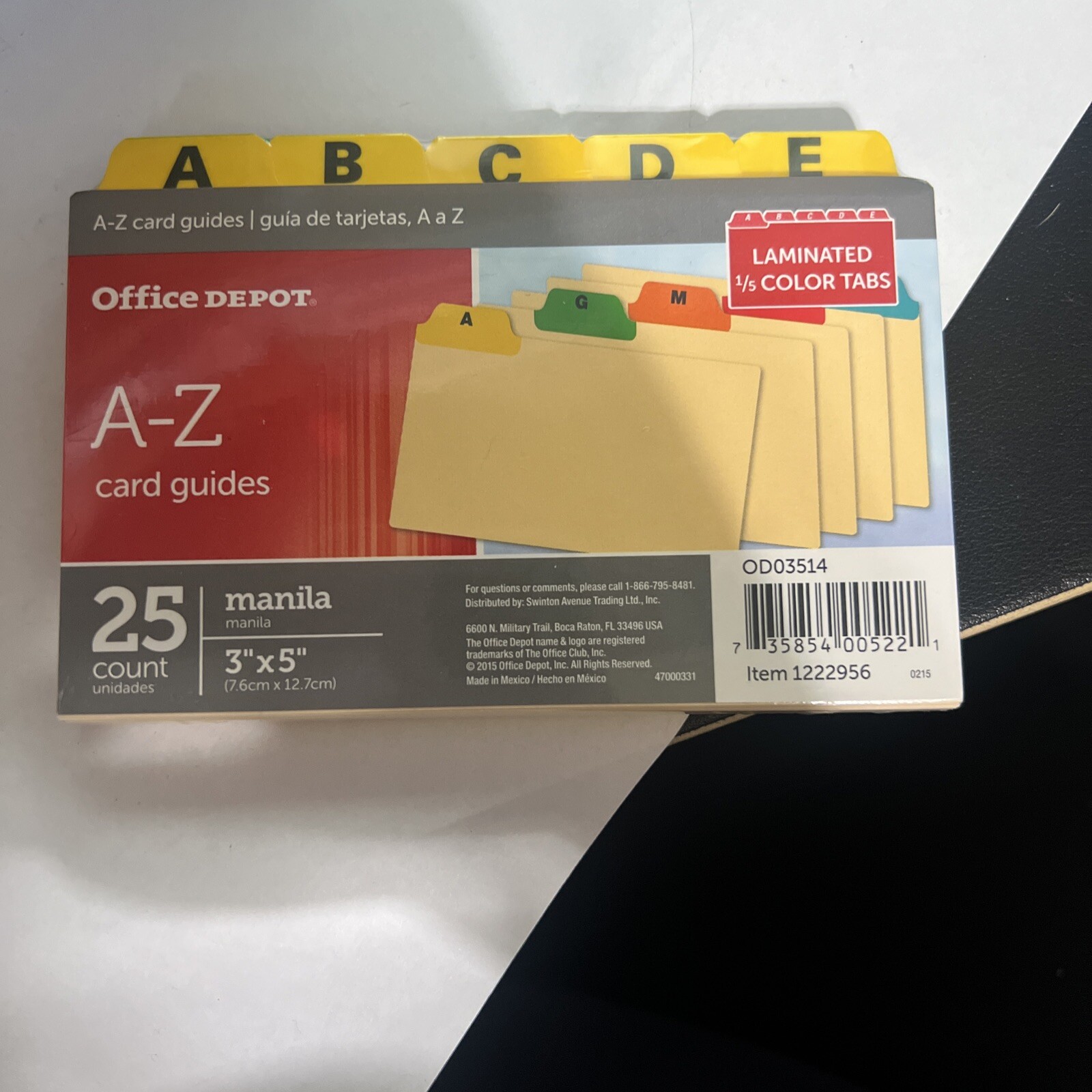 (2) Office Depot Brand A-Z 3″ x 5″ Poly Index Card Guide Set, Set Of 25 Cards