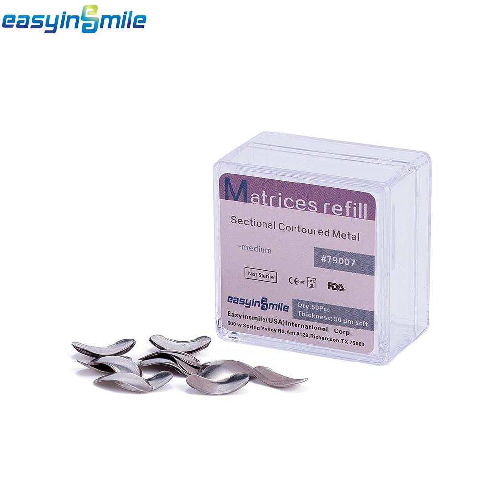 50Pcs Dental Metal Matrices Matrix Band Sectional Contoured Refill S/M/L 50μm