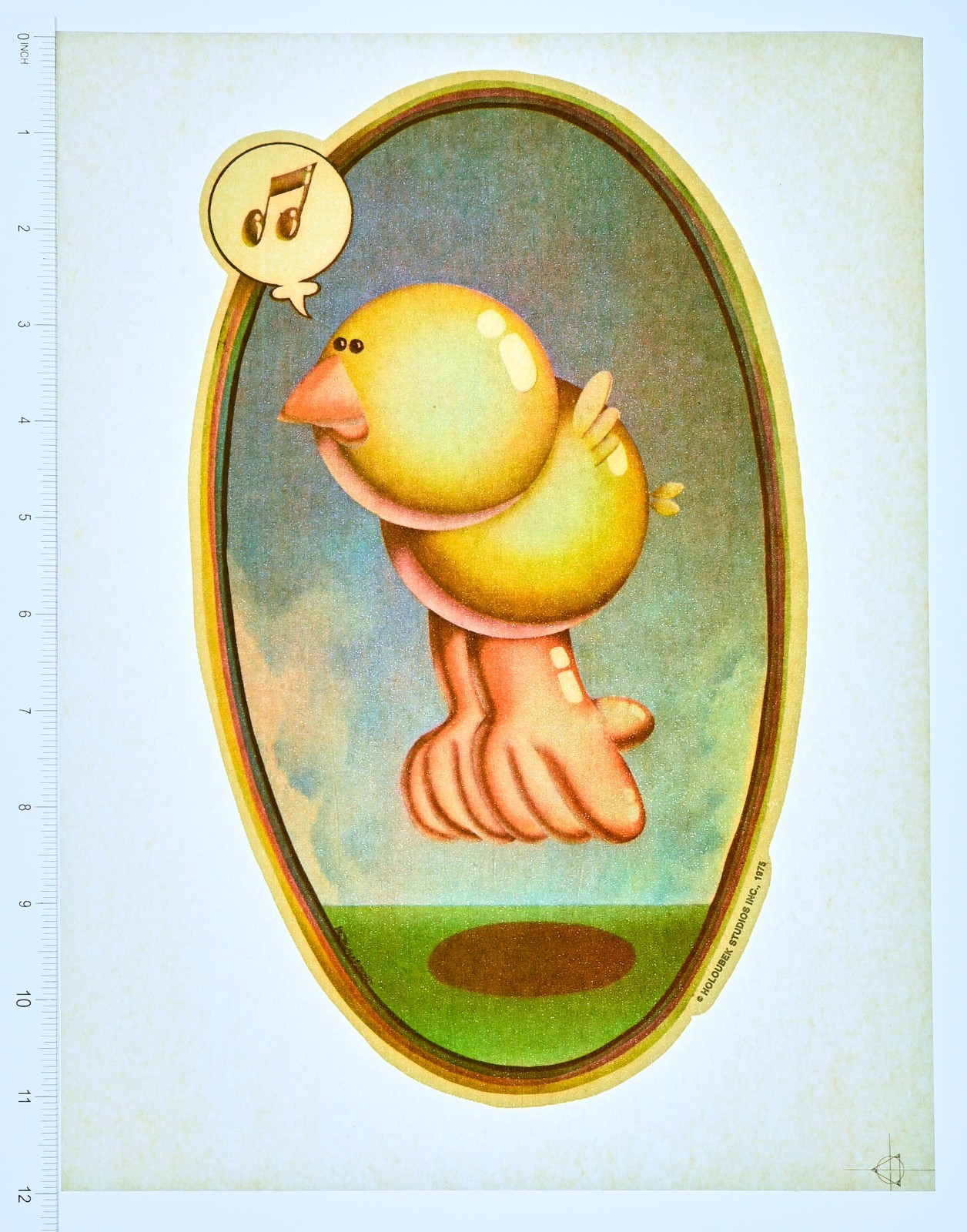 VINTAGE 1970s Heat Transfer | Singing Yellow Bird – Holoubek Studios ’75