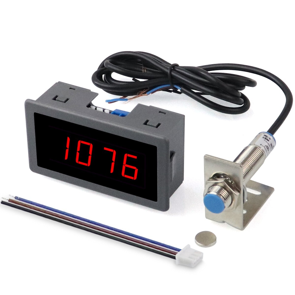 AC 110V 220V Digital Led Motor Speed Tachometer RPM 10-9999 Hall Meter Gauge