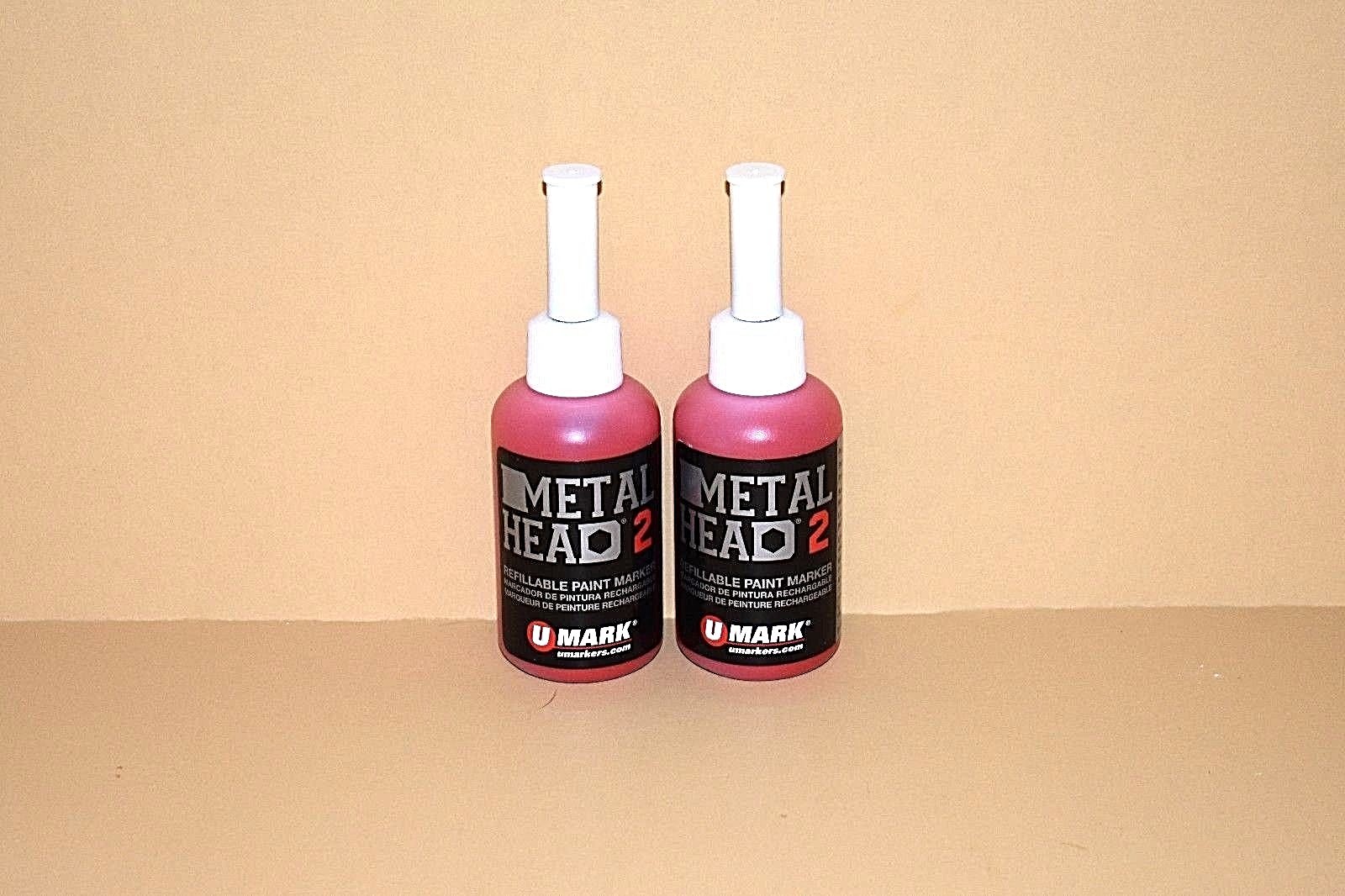 2 Metal Head 2 Paint Markers Red 2 Oz Auto Salvage Industrial Junk Yard Crafts