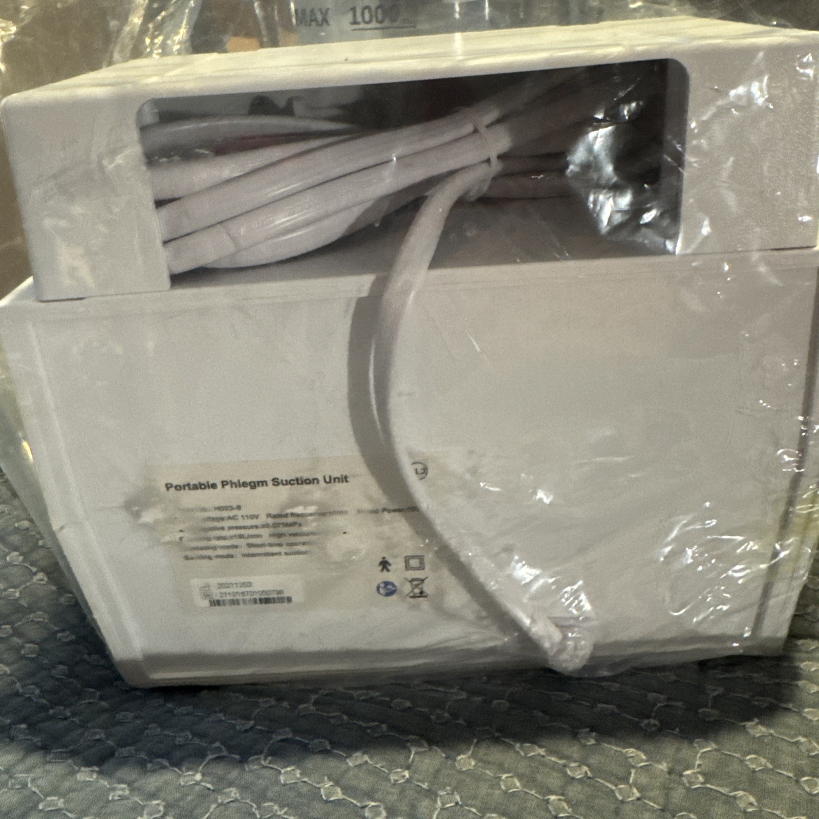Portable Phlegm Suction Unit Vacuum Aspirator Machine H003-B-New Open Box