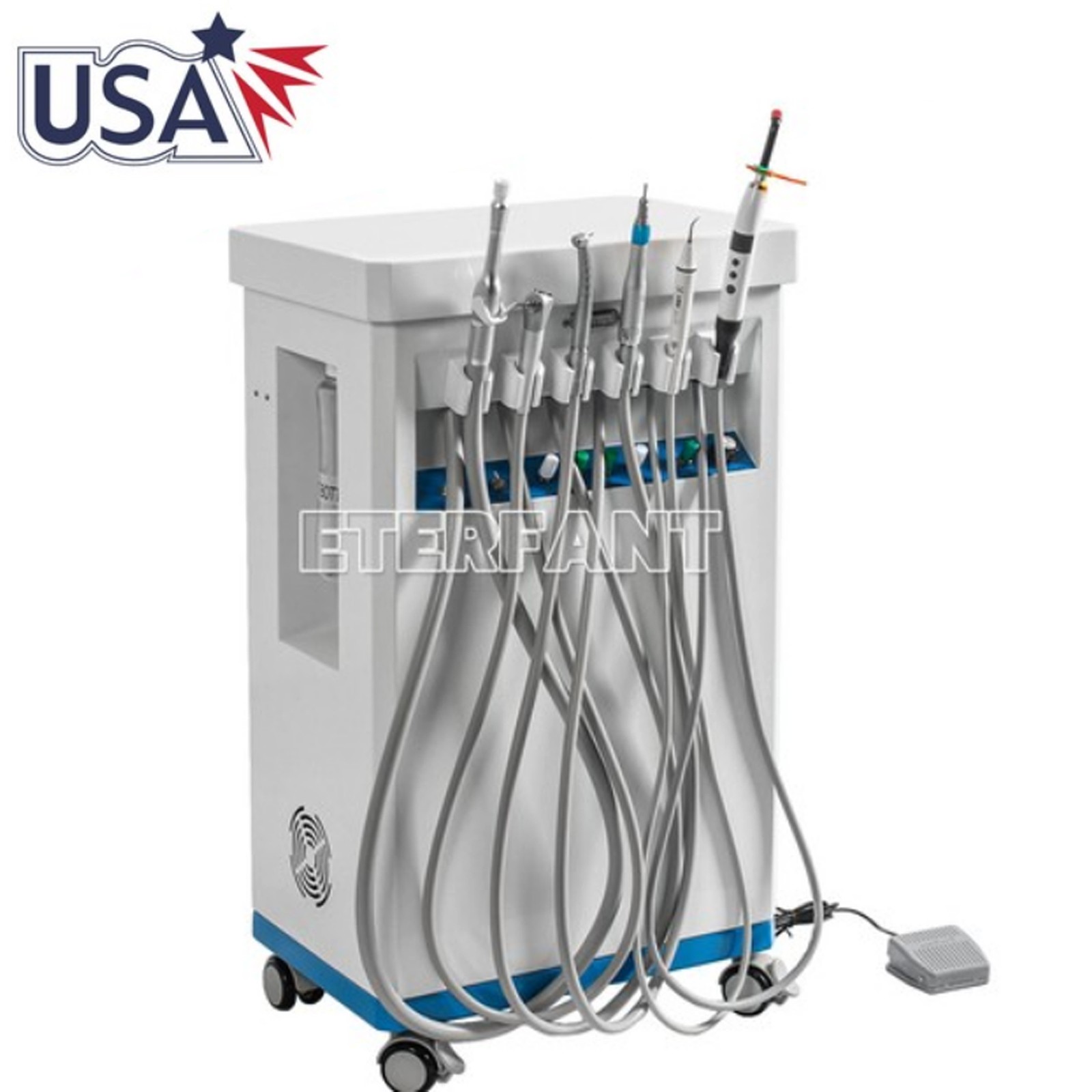 Wall Hanging Dental Turbine Unit w/Air Compressor Portable Mobile Delivery Cart