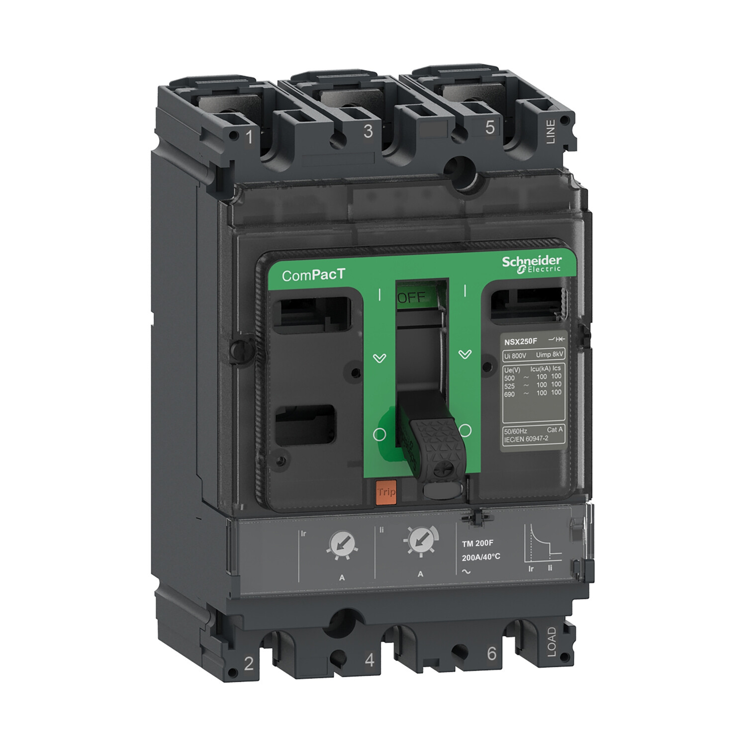 C25F3TM200 Circuit breaker ComPacT NSX250F 36kA/415VAC 3poles TMD trip unit 200A