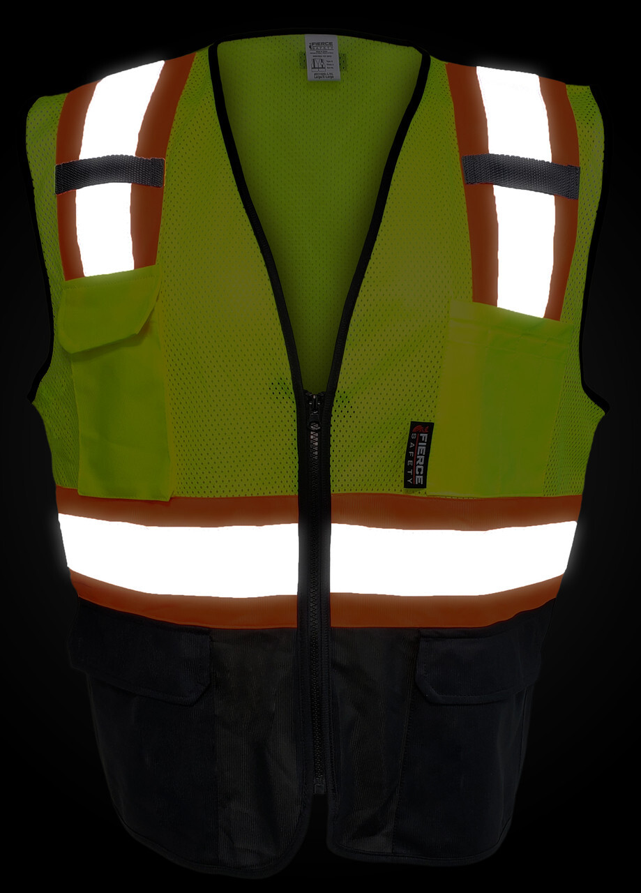 Fierce Safety Surveyors Class 2 Meshed Vest with Orange Trim and Black Bottom