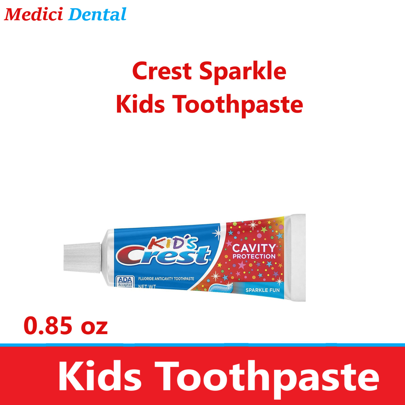 Dental Crest Sparkle Kids Toothpaste, Travel Size, Anti-Cavity Protect 0.85 oz