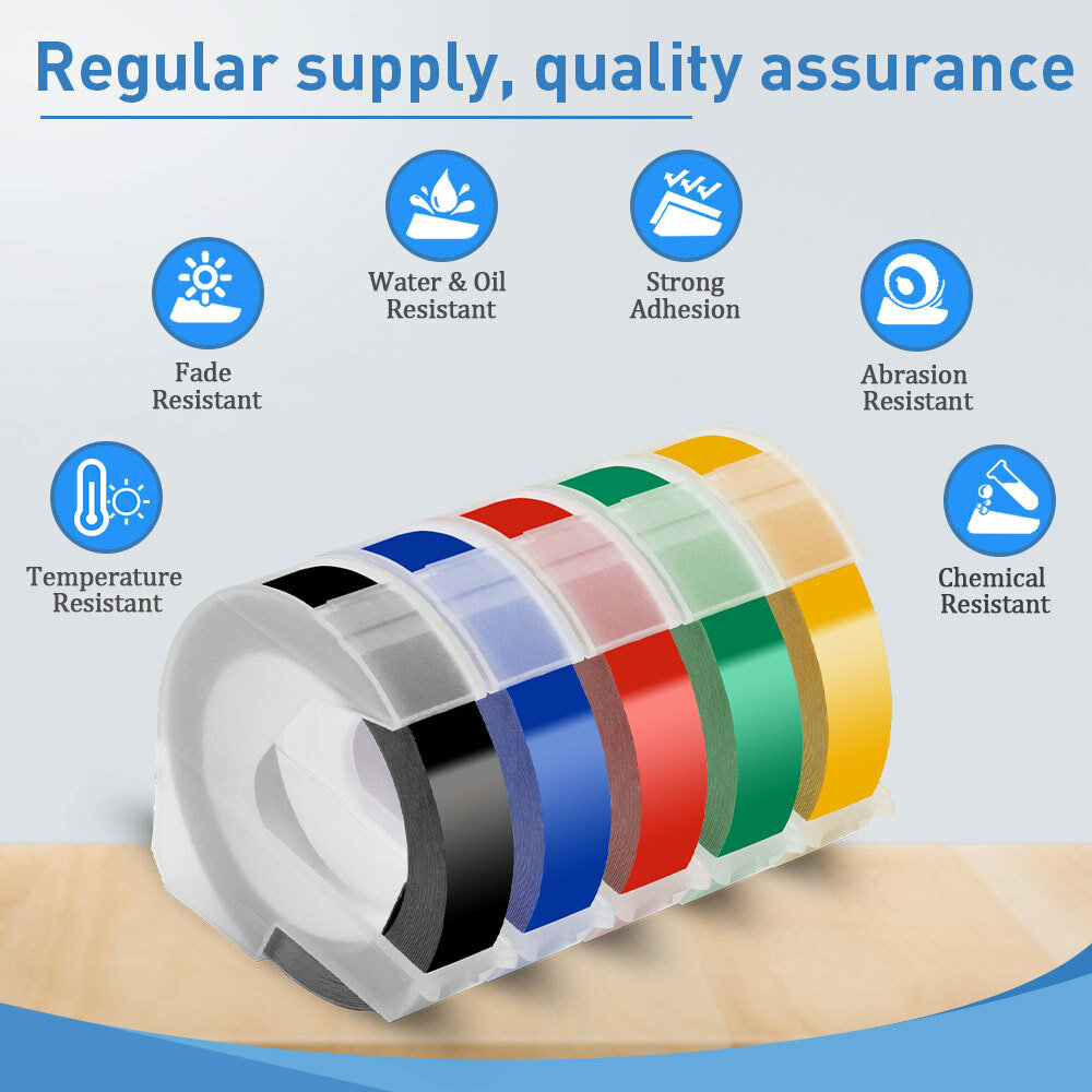 3PK 3D Embossing Tapes For DYMO Embossers Label Maker 1/2″ Red Blue Black