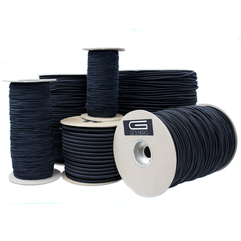Golberg Black Shock Bungee Cord – 1/4″, 1/16″, 1/8″, 1/32″, 2.5 mm Diameters