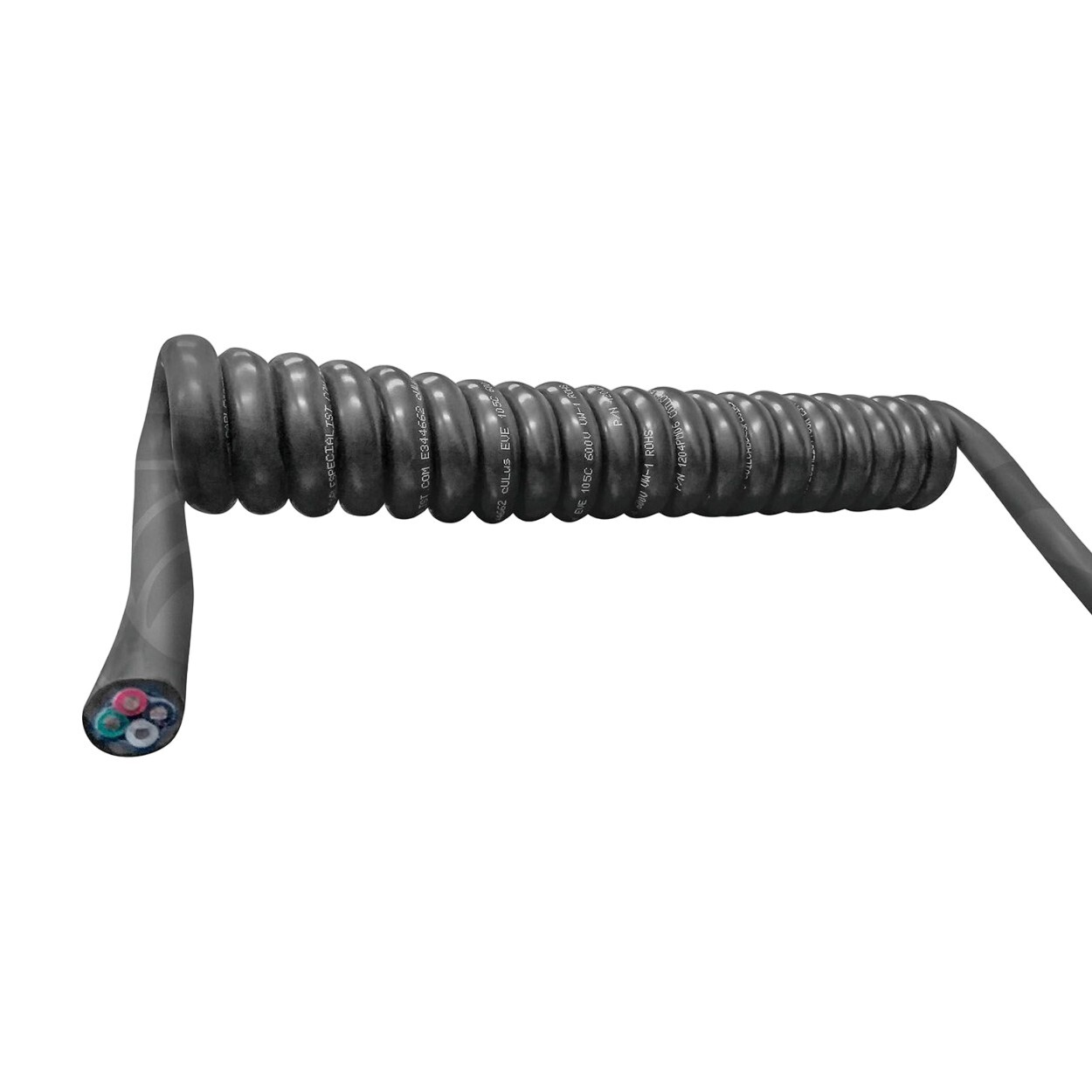 4ft Retracted, 20ft Extended 16/4 SOOW Retractable Coil Cord Black UL/CSA