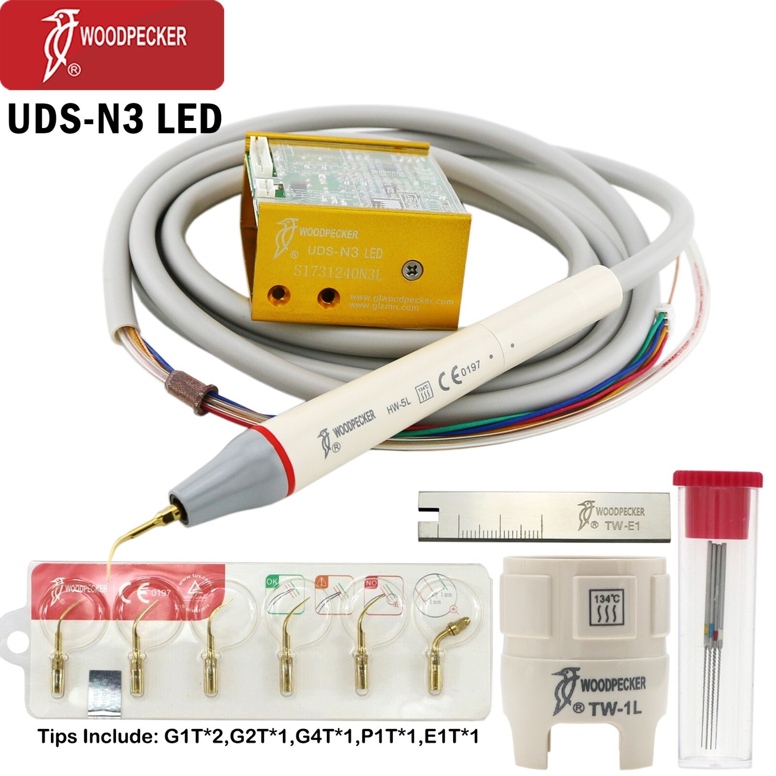 US Woodpecker Dental Built-in Ultrasonic Scaler UDS-N3 LED Handpiece Fit EMS UDS