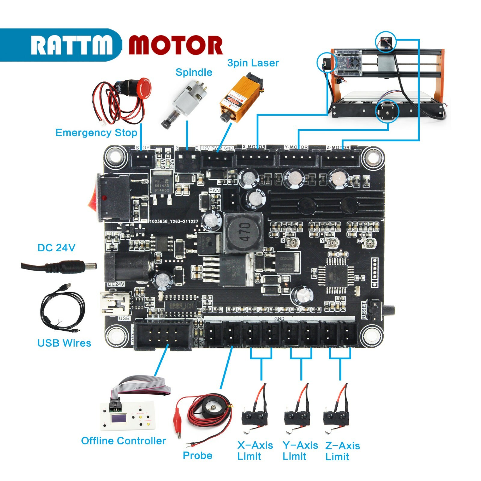 【US】GRBL 1.1F Controller Board CNC Router Engraver Machine 3018 PRO Control Card