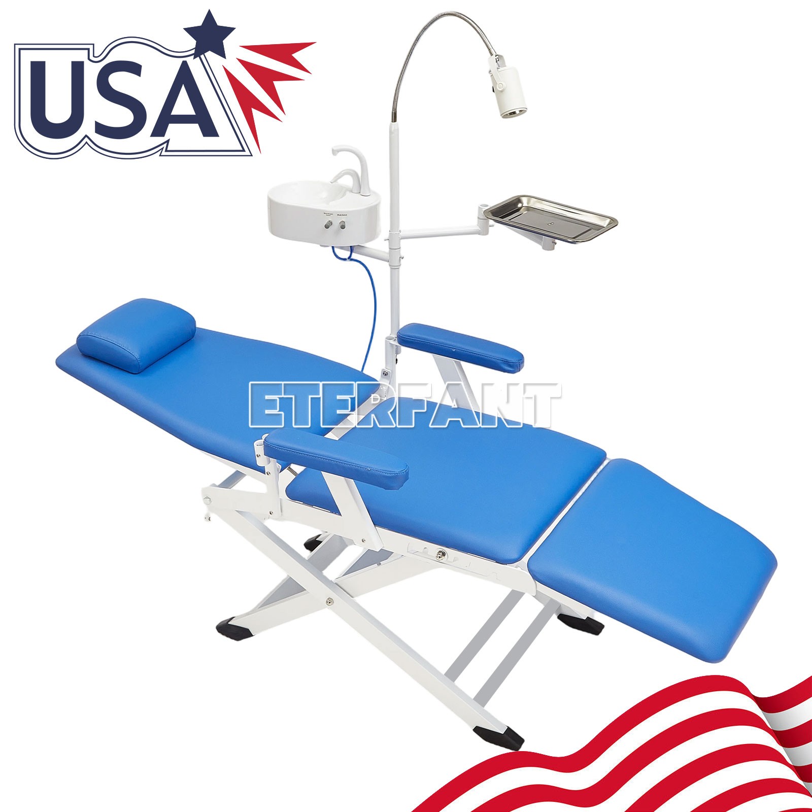ENTERFANT Portable Dental Chair Mobile Exam Folding Silla LED Light Lamp+Tray