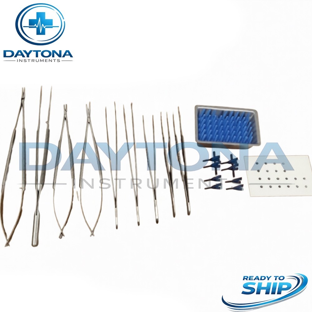 Micro Surgery Instrument Set 9 Pcs With Micro Vascular Clamp Plastic Surgery