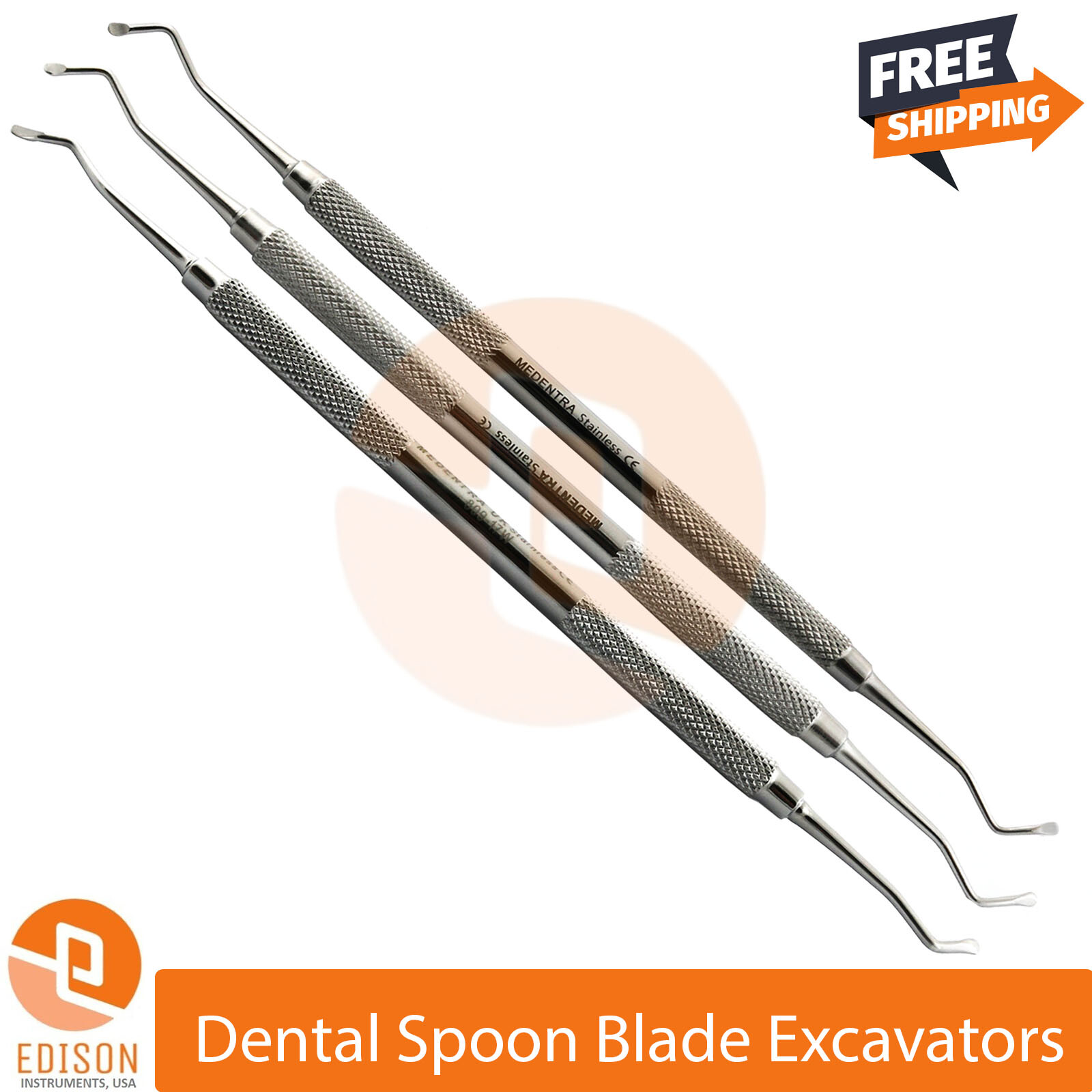 Dental Restorative Excavators 17W,18W,19W Removal Decayed Dentin Debris Set Of 3
