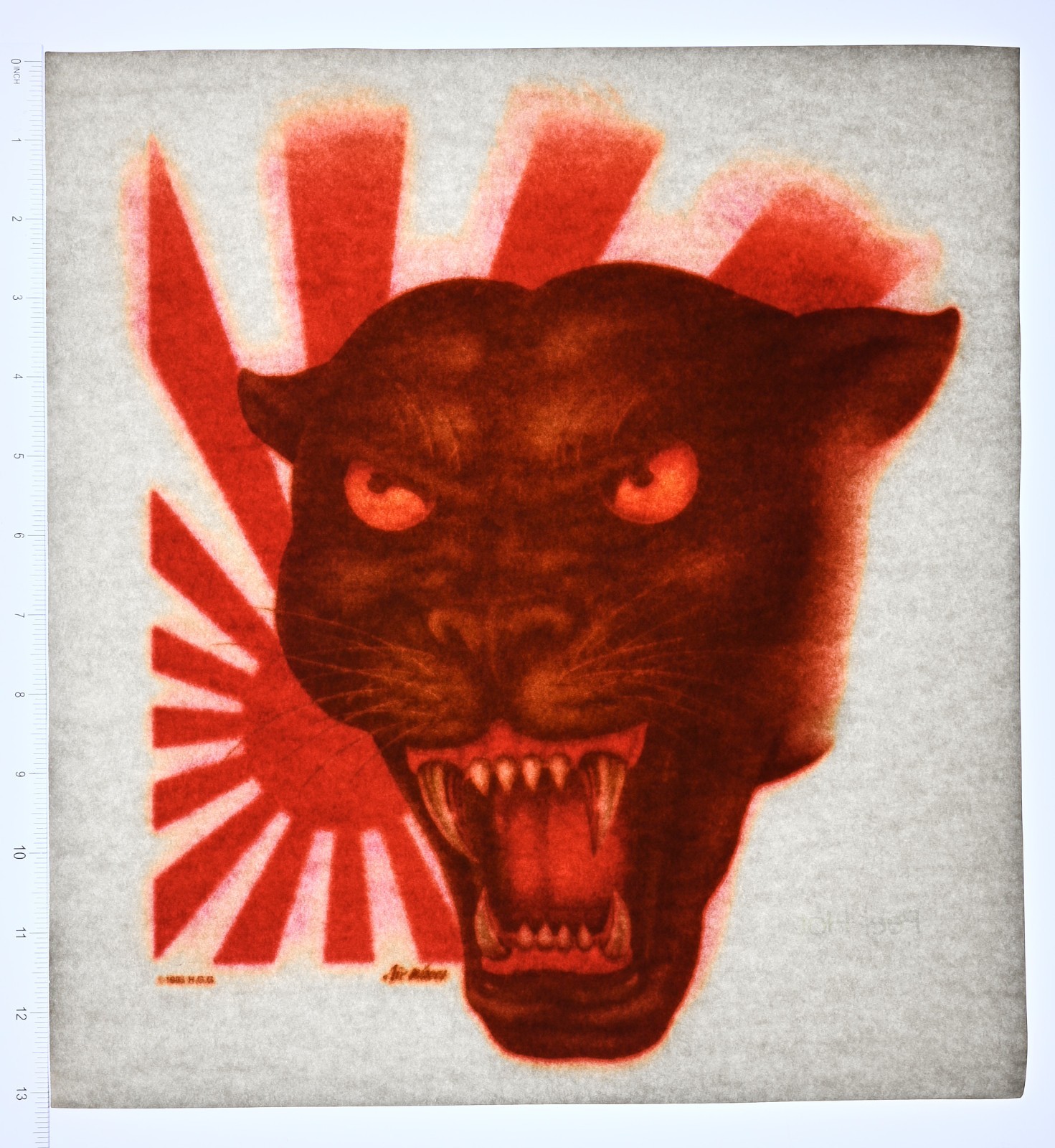 VINTAGE 1980s Heat Transfer | Black Panther Rising Sun