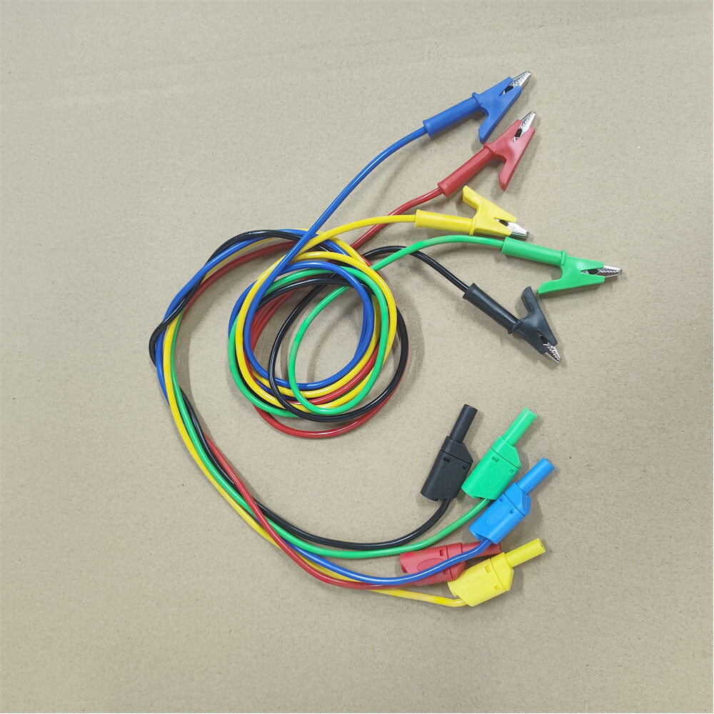 5PCS Safety Shrouded Banana Plug To Crocodile Alligator Clip Test Leads Cable