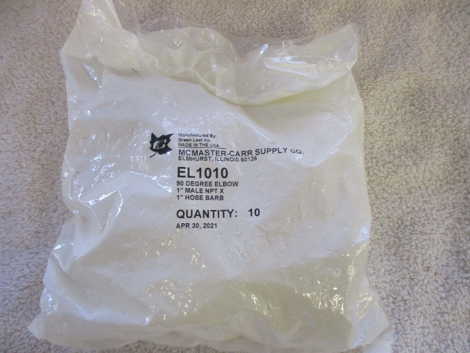 NEW Green Leaf EL1010 90 Degree Elbow EL1010 Qty 10