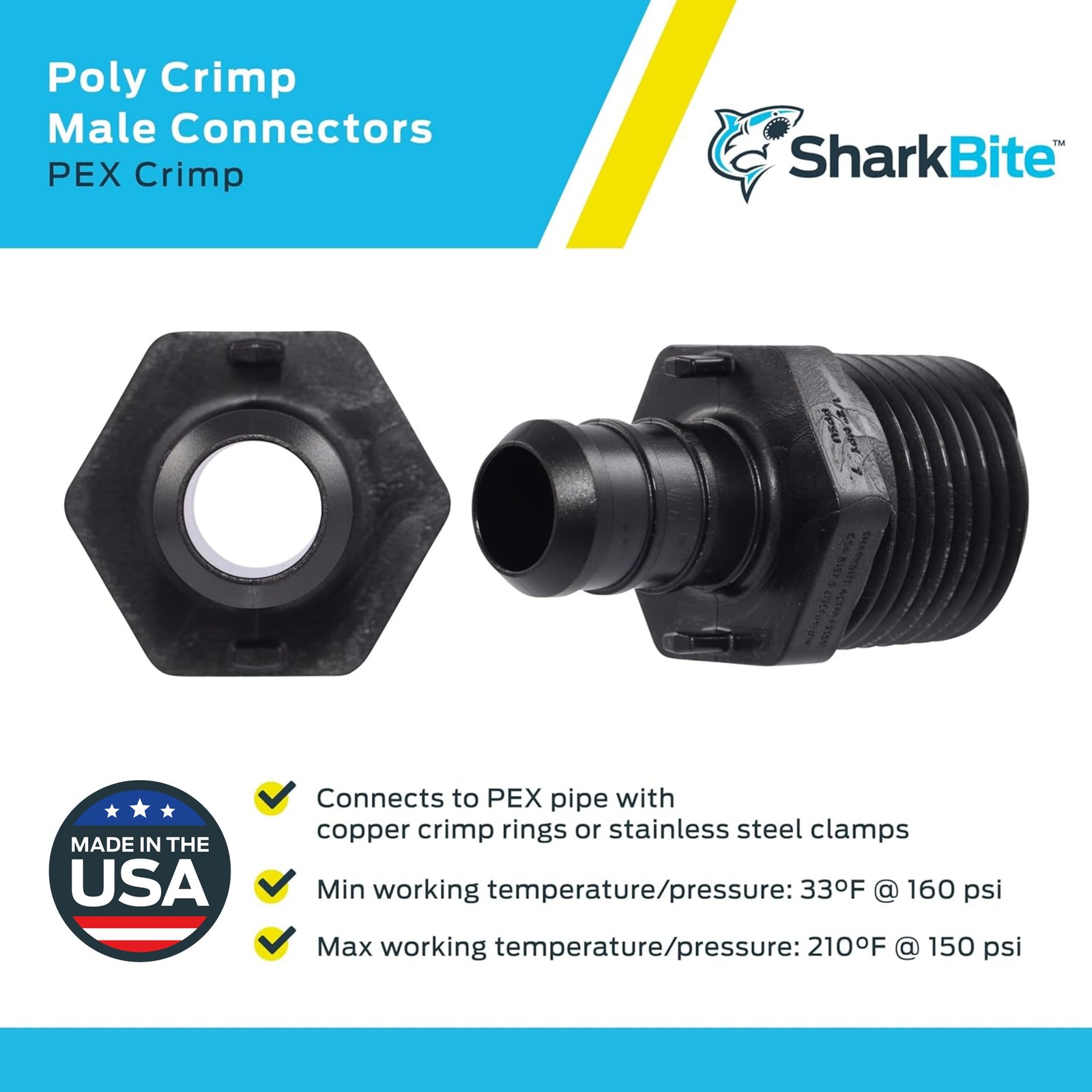 SharkBite 1/2 in. Barb X 1/2 in. D MNPT Poly Alloy Male Adapter 5-Pack