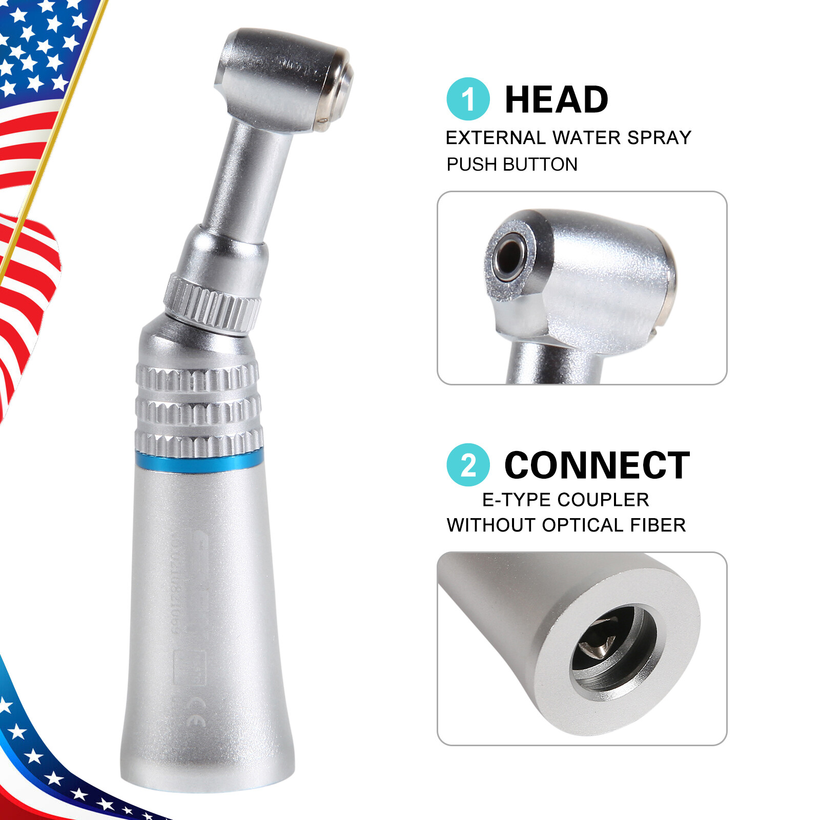 NSK Style Dental Push / Latch Head Contra Angle Handpiece Slow Speed E-type