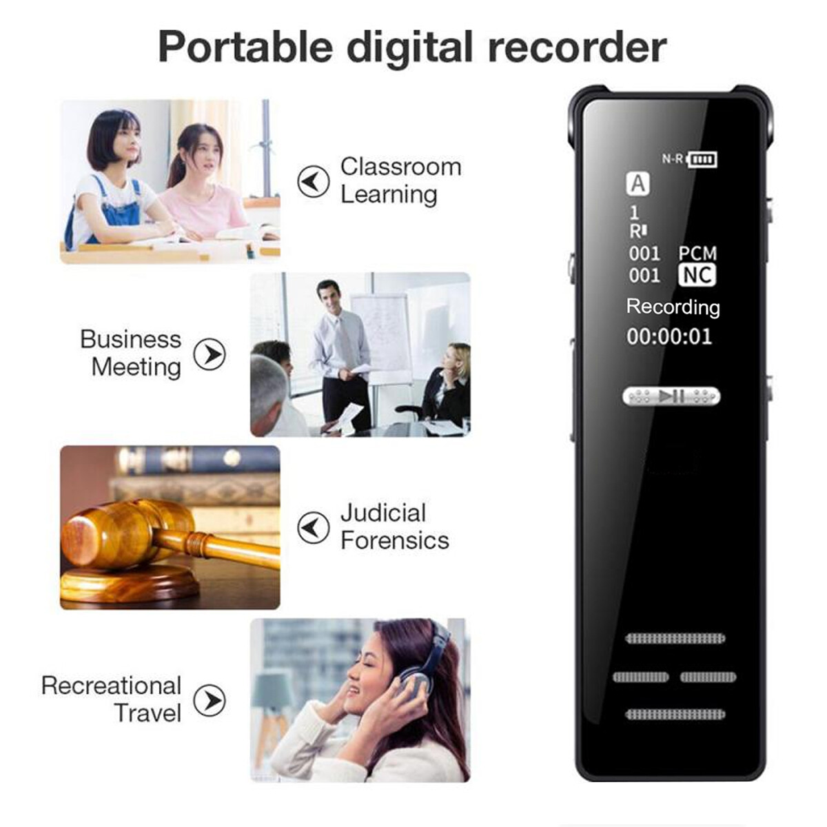 Mini Hidden Spy Digital Audio Voice Activated Recorder MP3 Playback Small Smart。